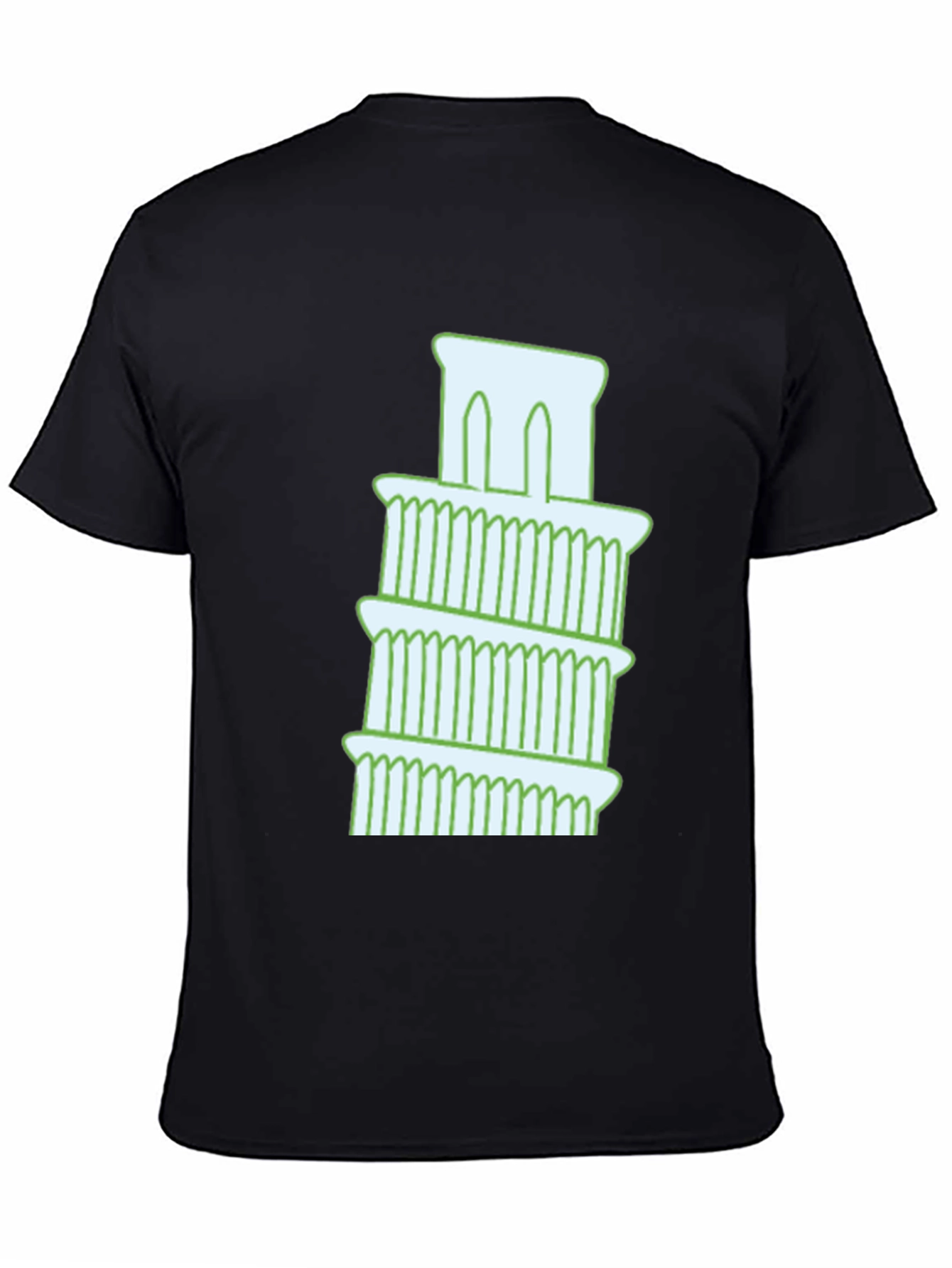Leaning Tower Graphic Tee - Black Cotton T-Shirt