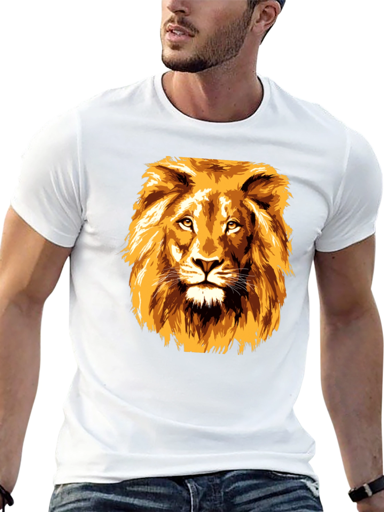 Lion Graphic Tee - Bold Animal Print T-Shirt