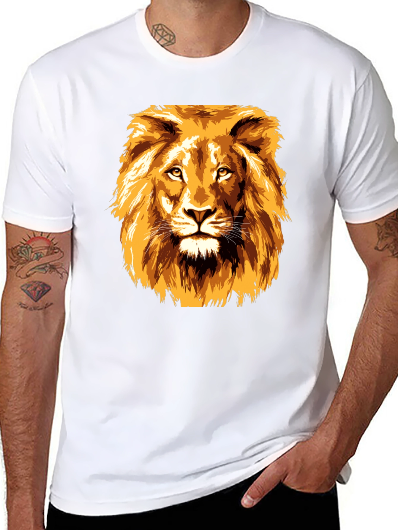 Lion Graphic Tee - Bold Animal Print T-Shirt