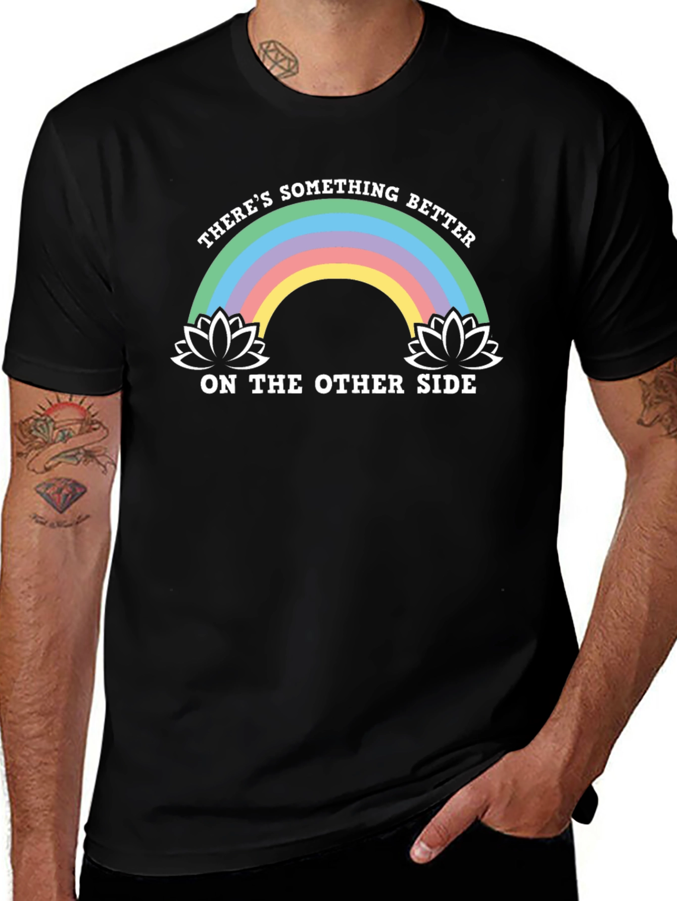 Rainbow Lotus Something Better Black T-Shirt