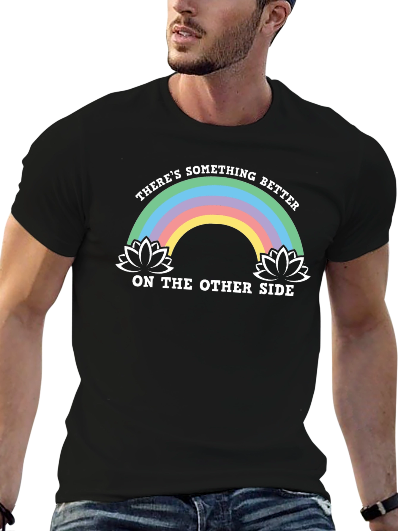 Rainbow Lotus Something Better Black T-Shirt