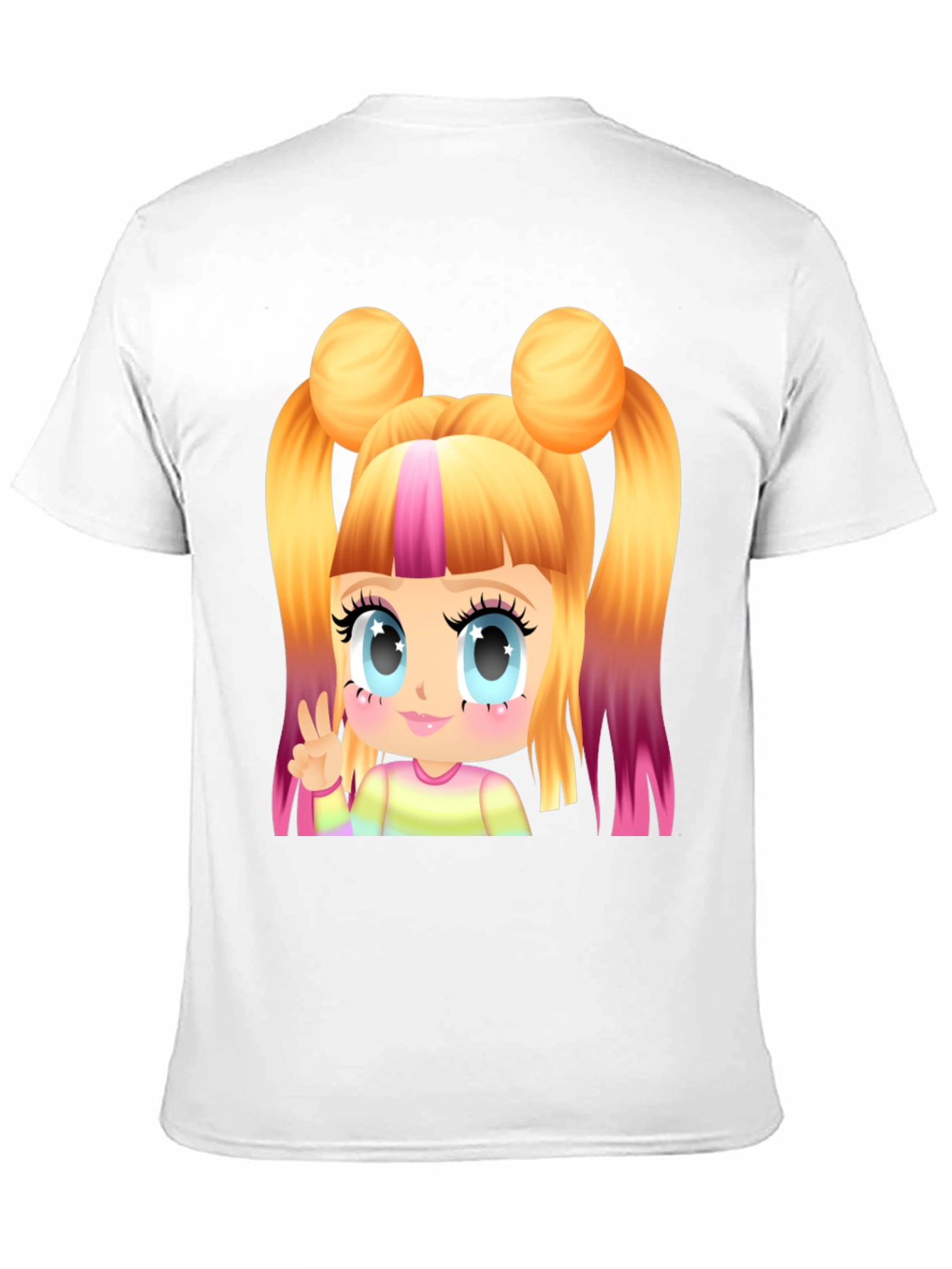 Kawaii Anime Girl Graphic Tee - Black Cotton