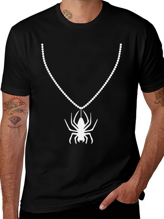 Spider Necklace Graphic T-Shirt - Black Cotton Tee
