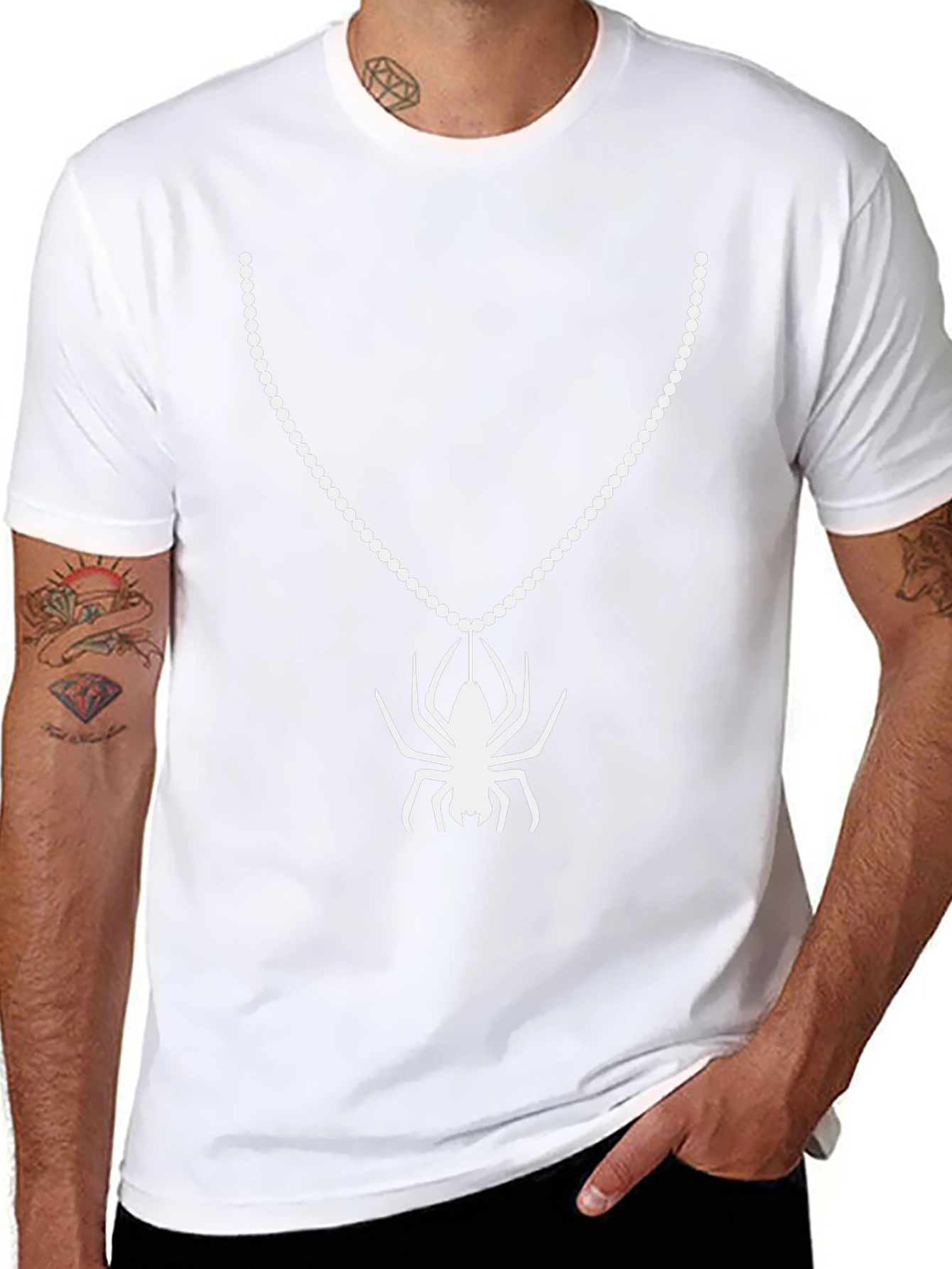 Spider Necklace Graphic T-Shirt - Black Cotton Tee
