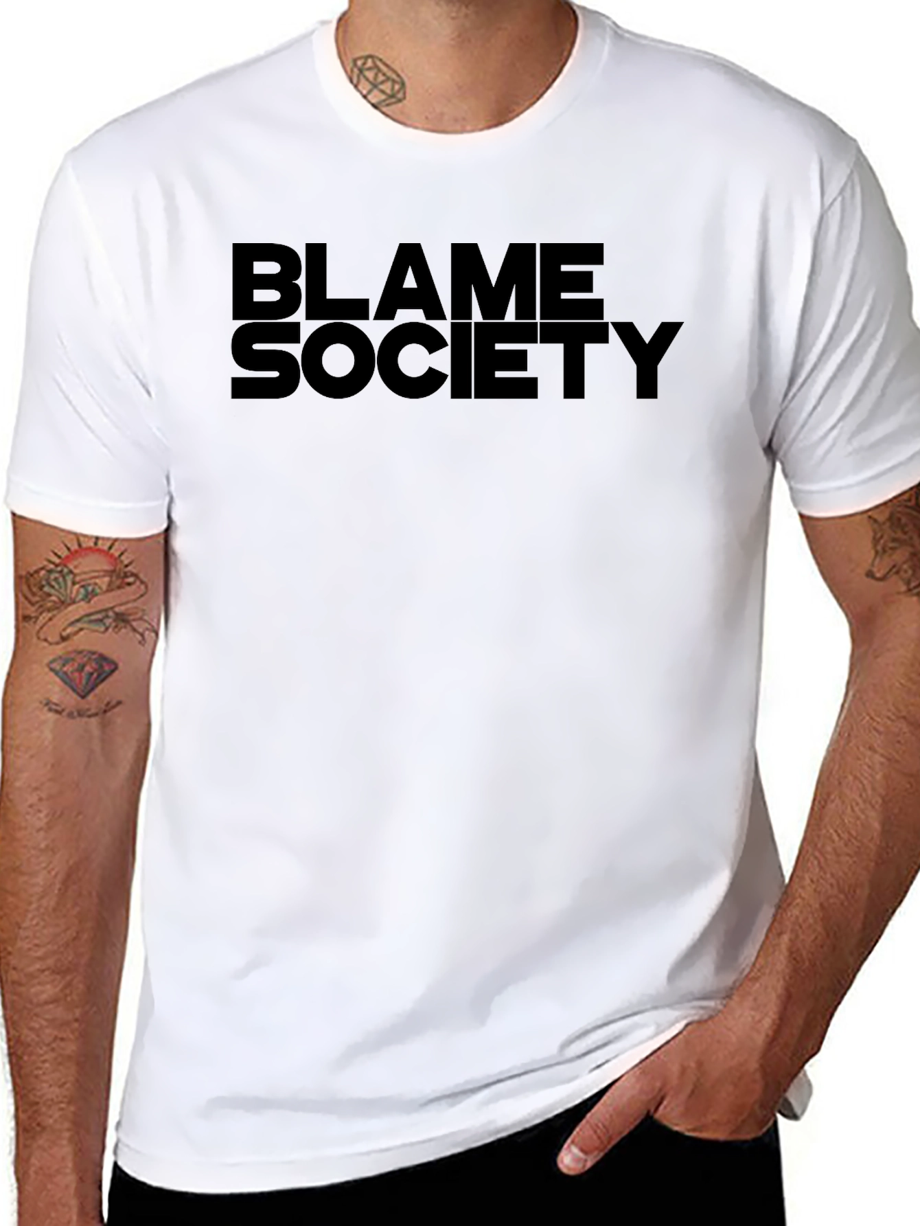 Blame Society Black Graphic T-Shirt