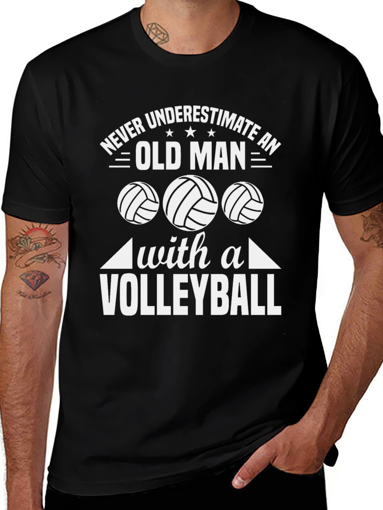 Never Underestimate An Old Man With A Volleyball T-Shirt