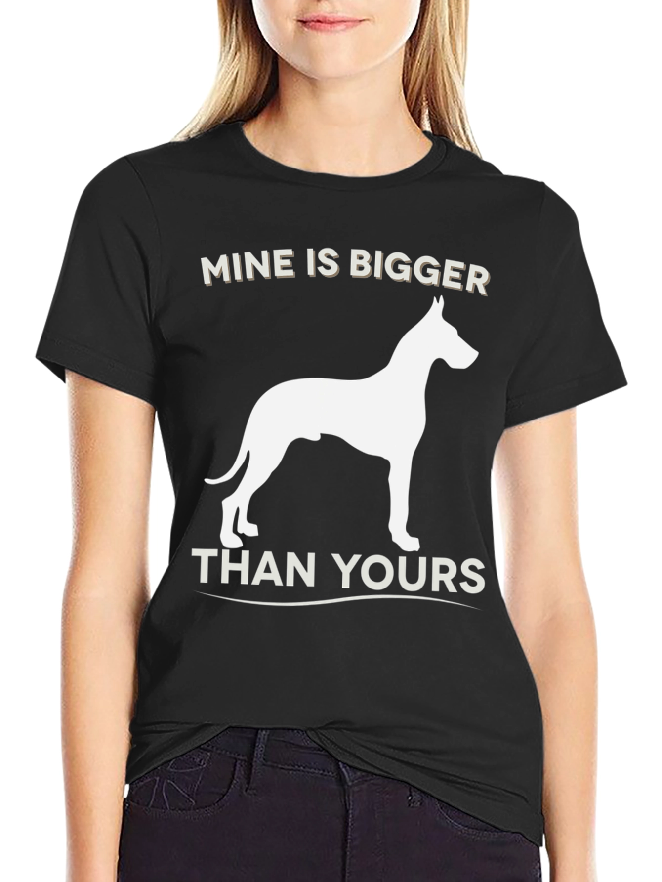 Mine Is Bigger Dog Graphic T-Shirt