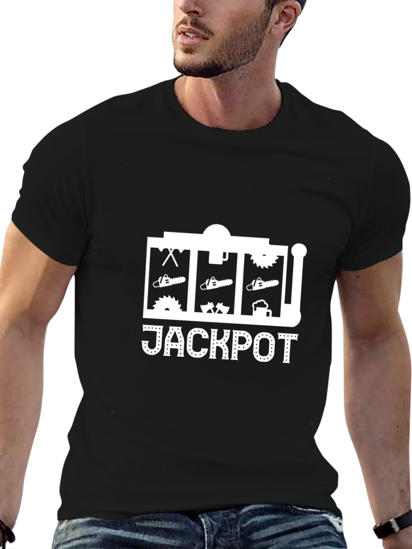 Jackpot Lumberjack T-Shirt - Black Crew Neck Tee