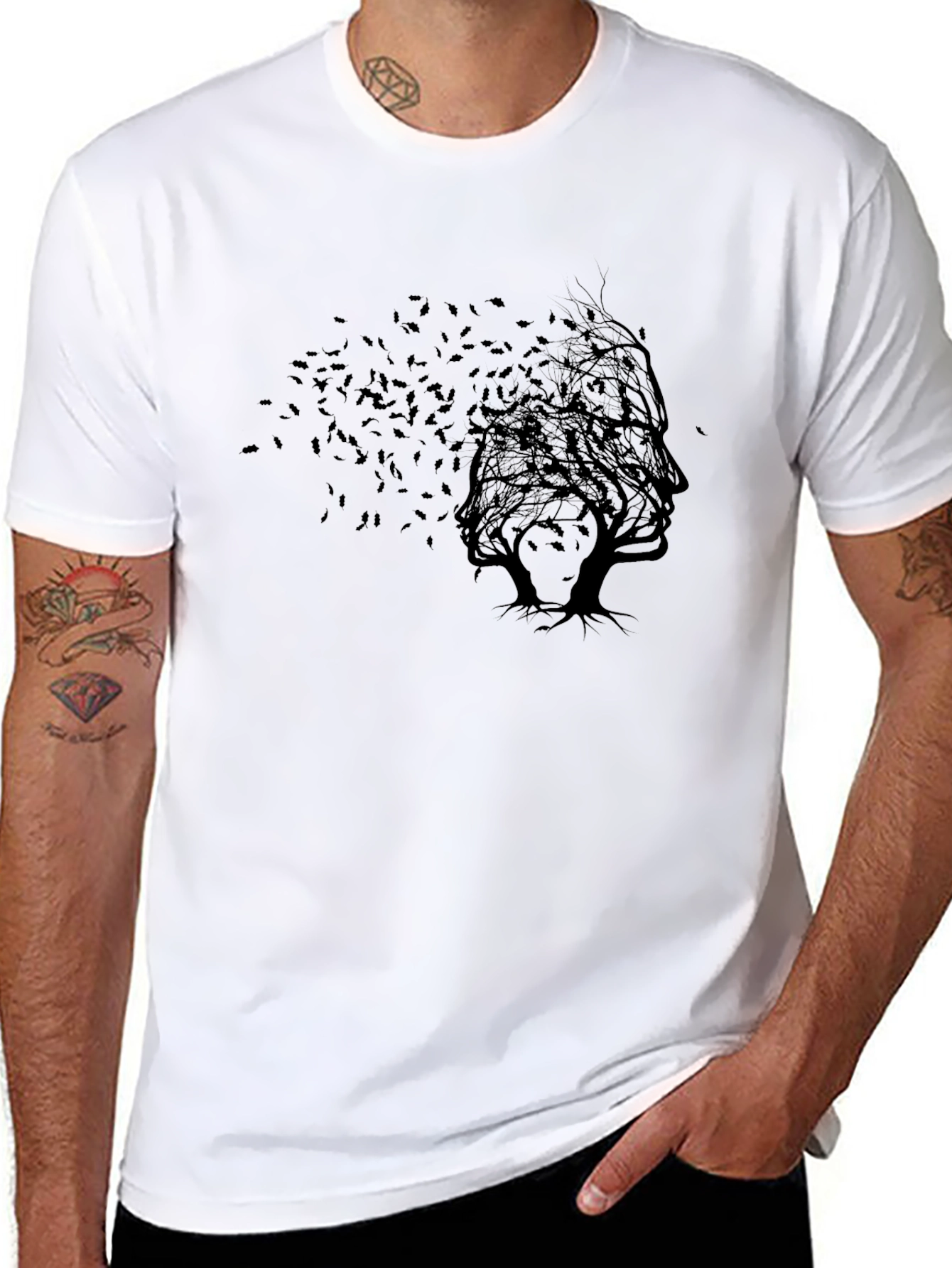 Abstract Tree Silhouette Black T-Shirt