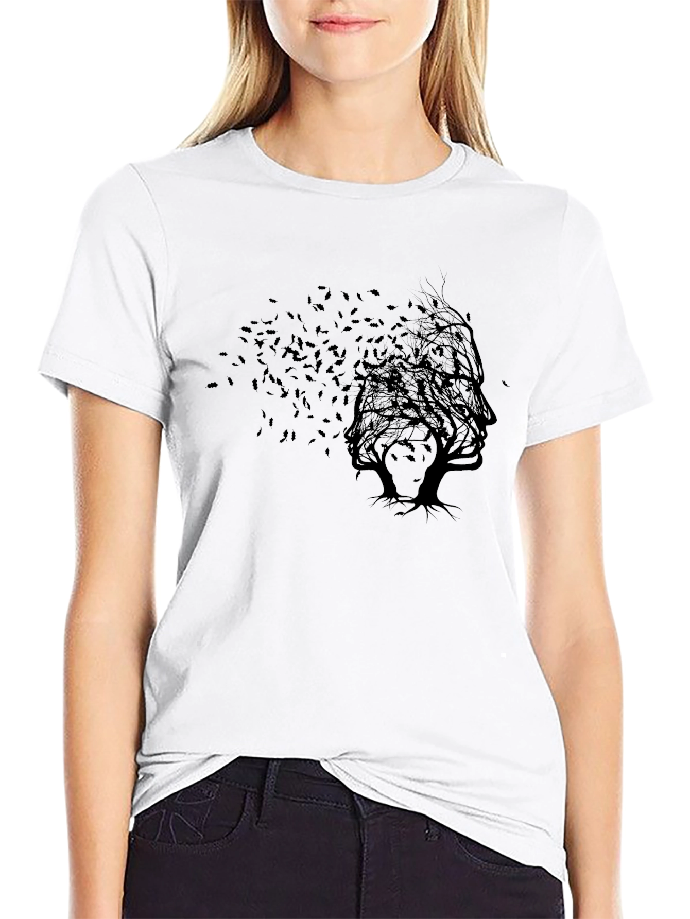Abstract Tree Silhouette Black T-Shirt