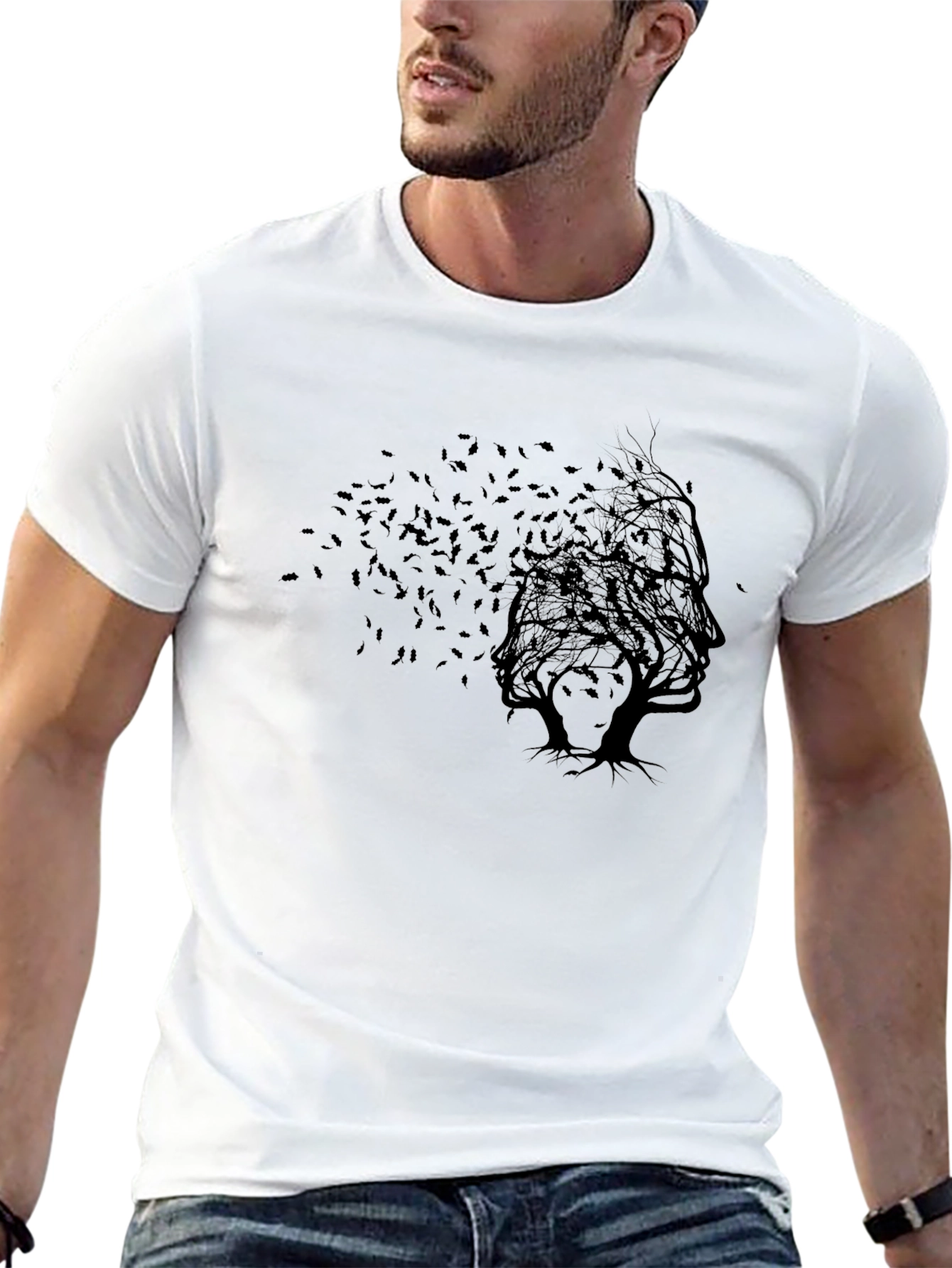 Abstract Tree Silhouette Black T-Shirt