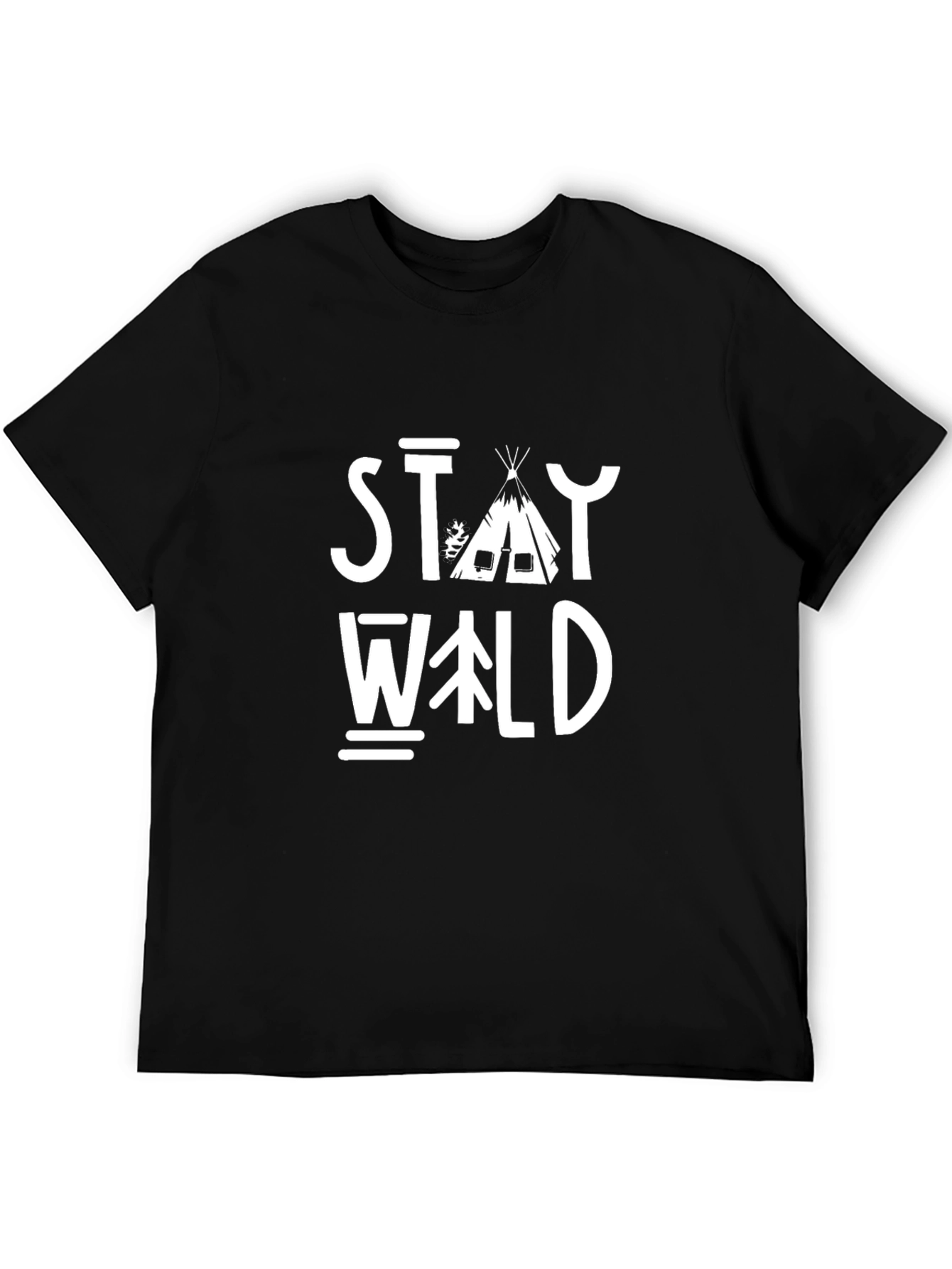 Stay Wild Graphic Tee - Black Cotton T-Shirt