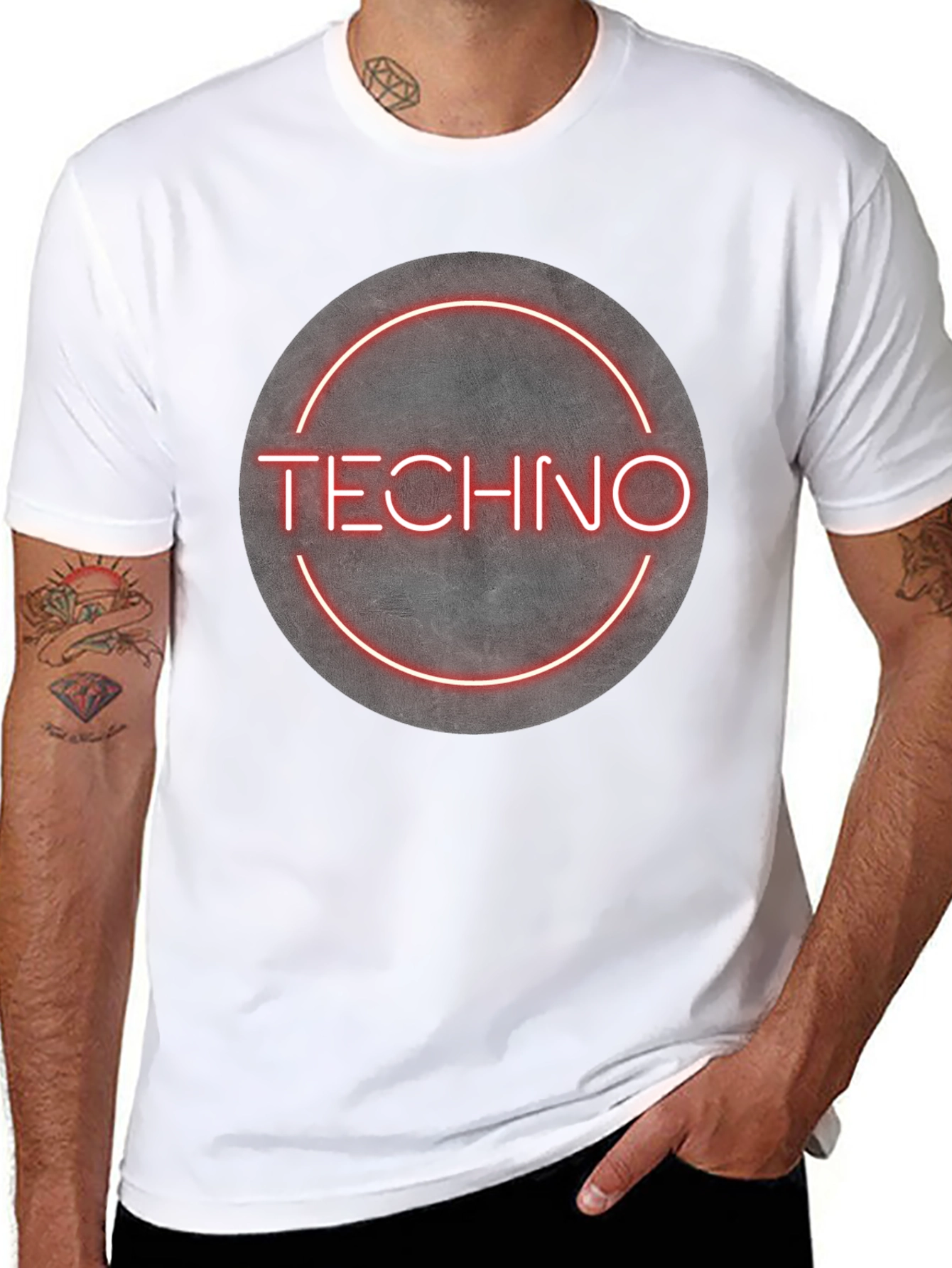 Techno Music T-Shirt - Neon Circle Design