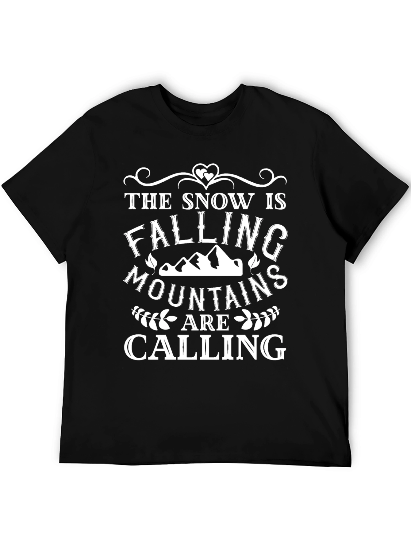 Snowy Mountains Calling Black T-Shirt