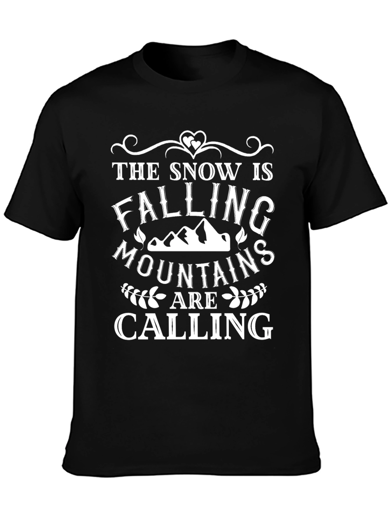 Snowy Mountains Calling Black T-Shirt