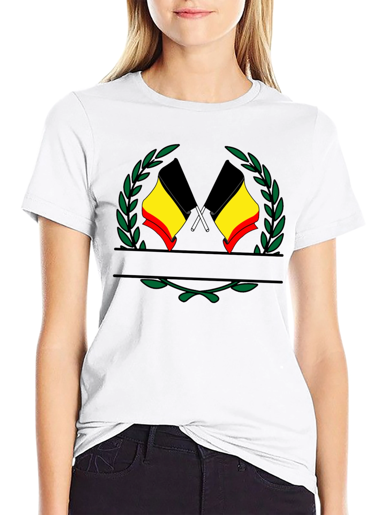 Belgium Flag Emblem Black T-Shirt