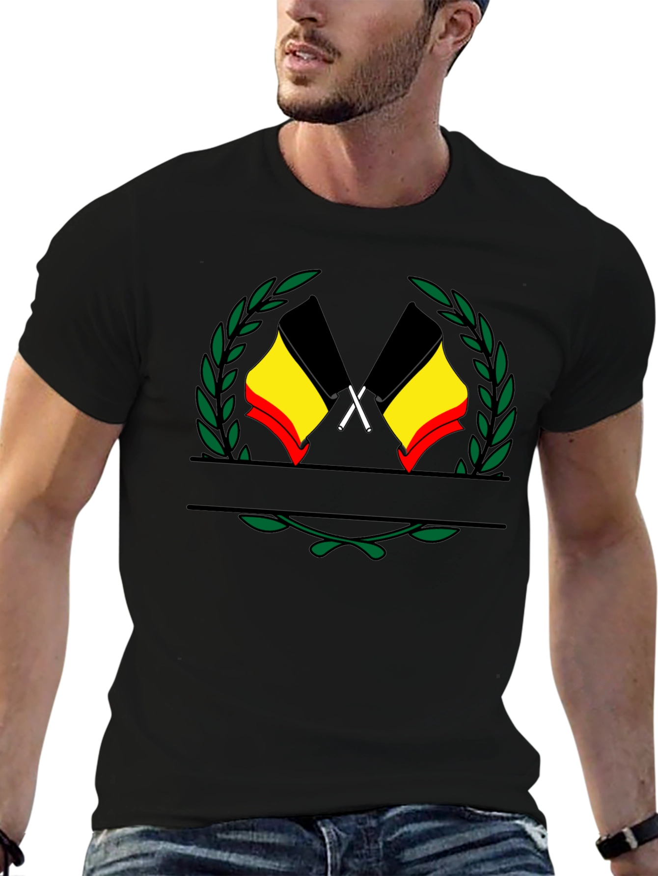 Belgium Flag Emblem Black T-Shirt