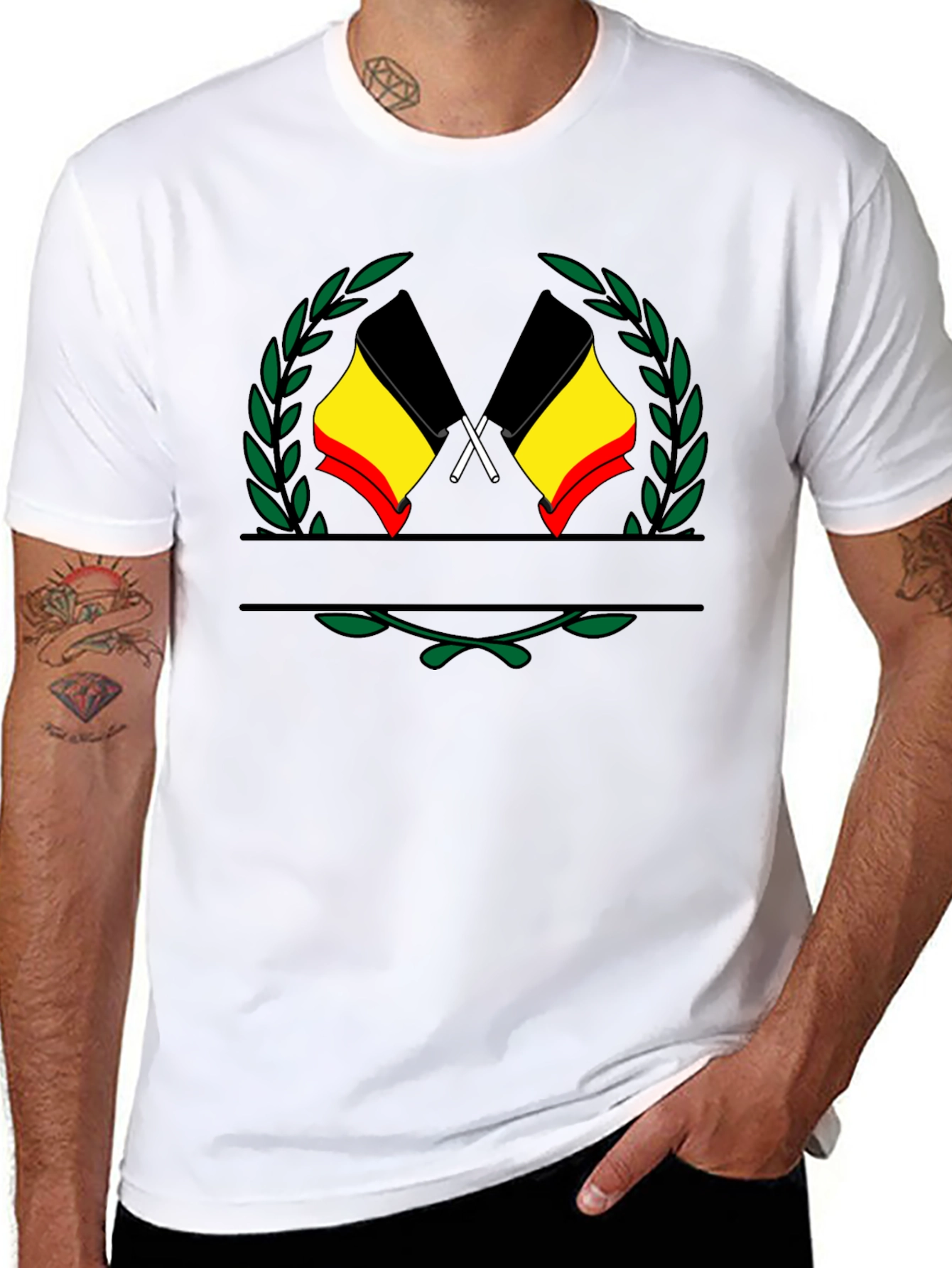 Belgium Flag Emblem Black T-Shirt