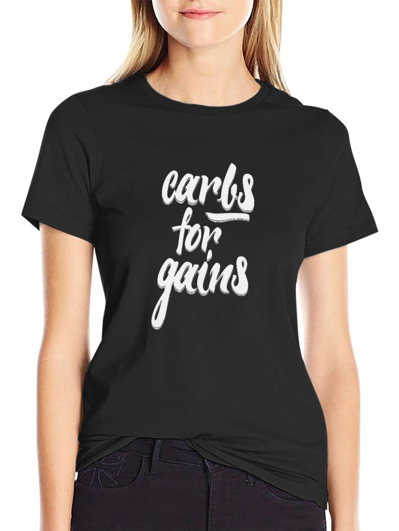 Carbs for Gains Black Graphic T-Shirt