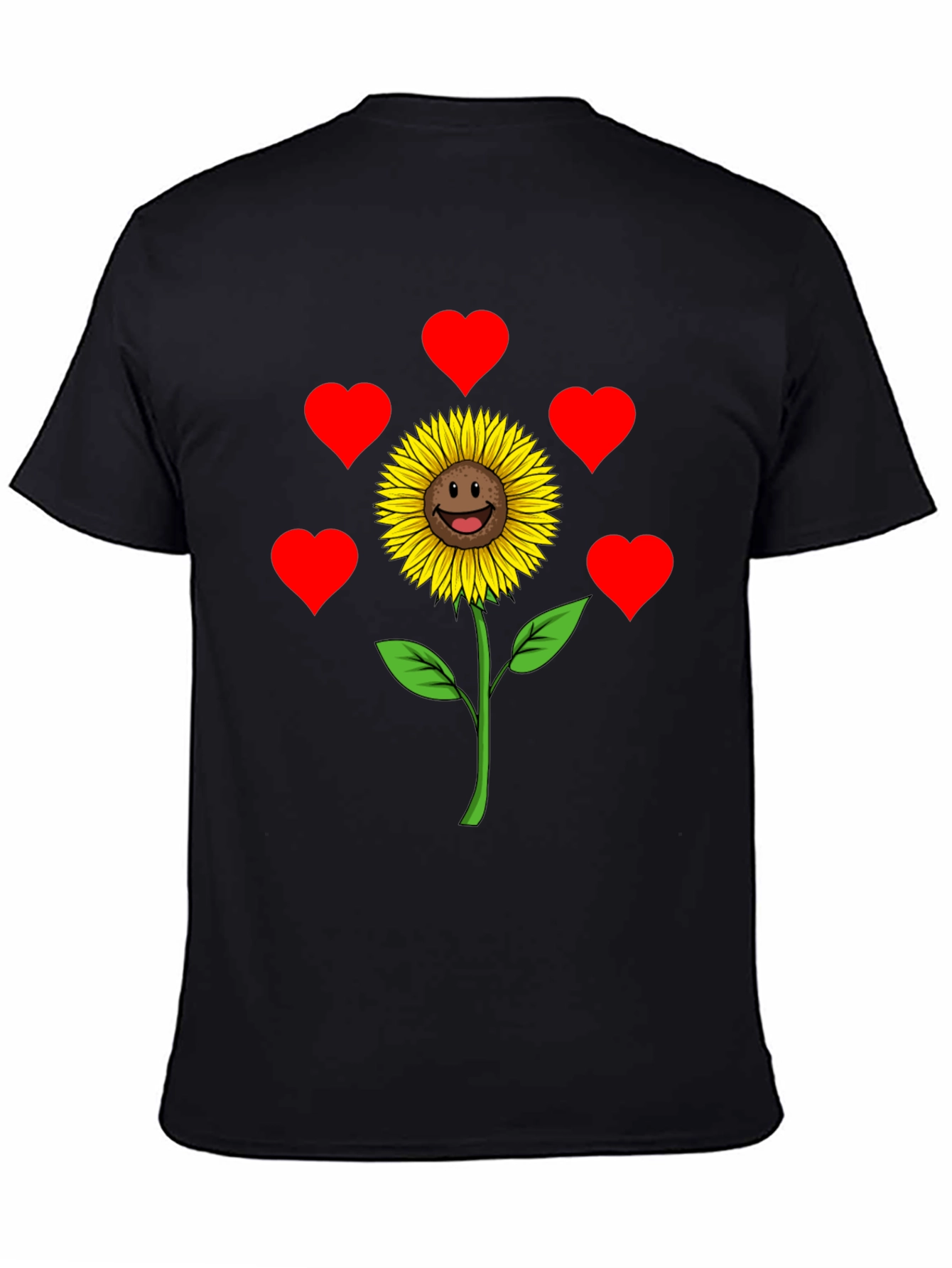 Sunflower Heart Graphic Tee - Black Casual Shirt