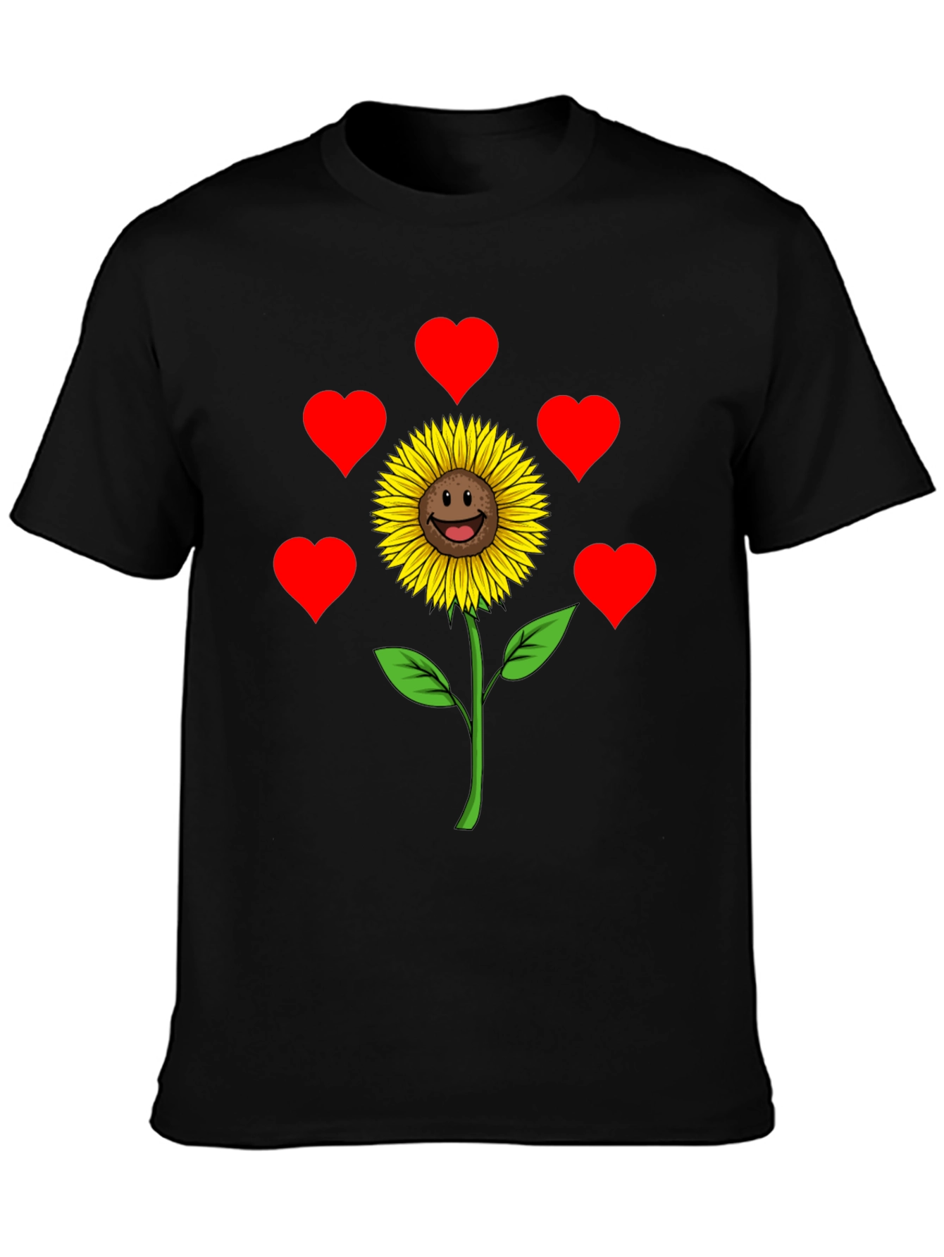 Sunflower Heart Graphic Tee - Black Casual Shirt