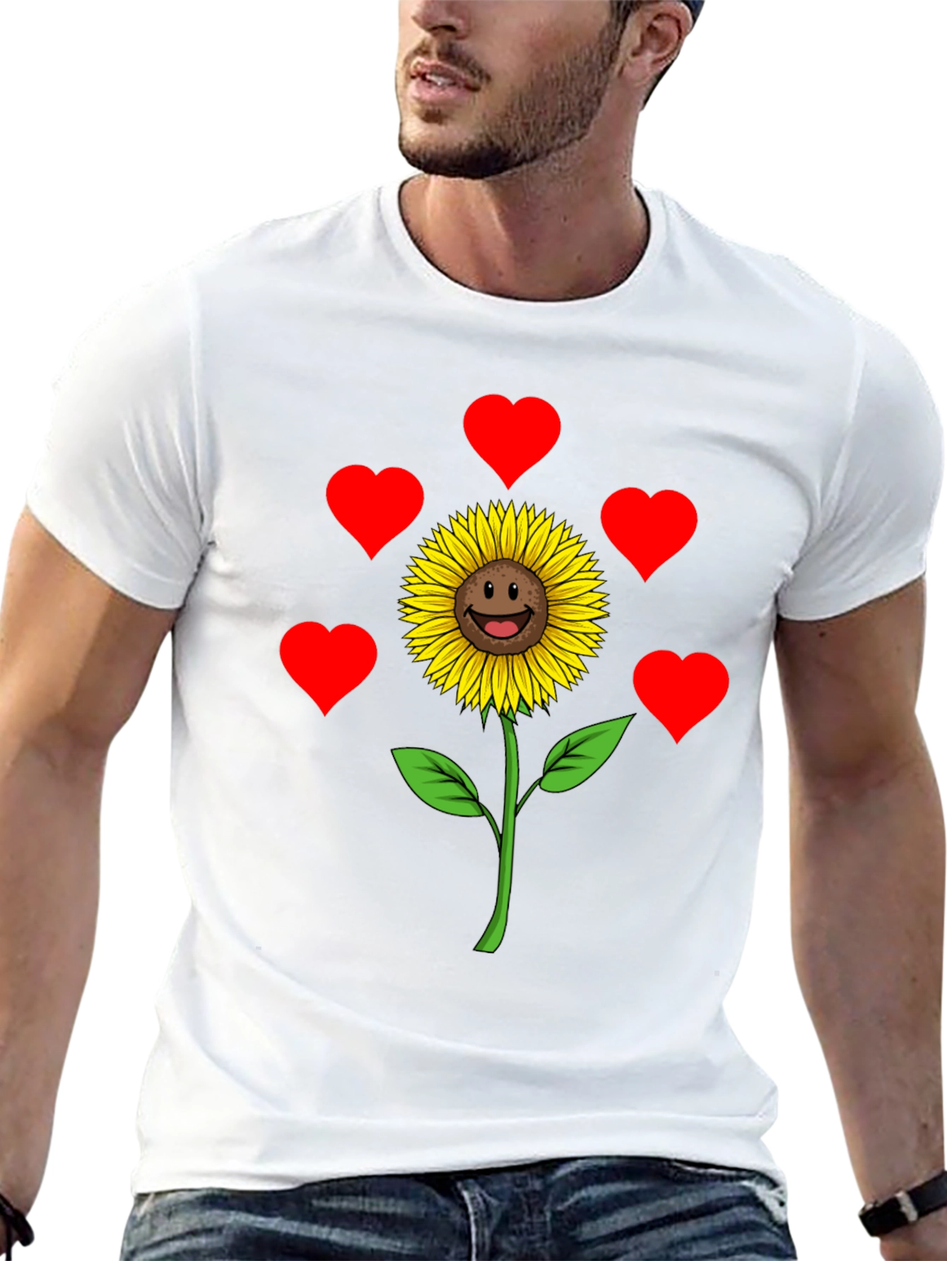 Sunflower Heart Graphic Tee - Black Casual Shirt