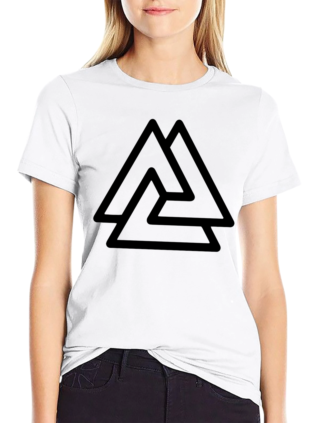 Mens Black T-Shirt with Valknut Symbol