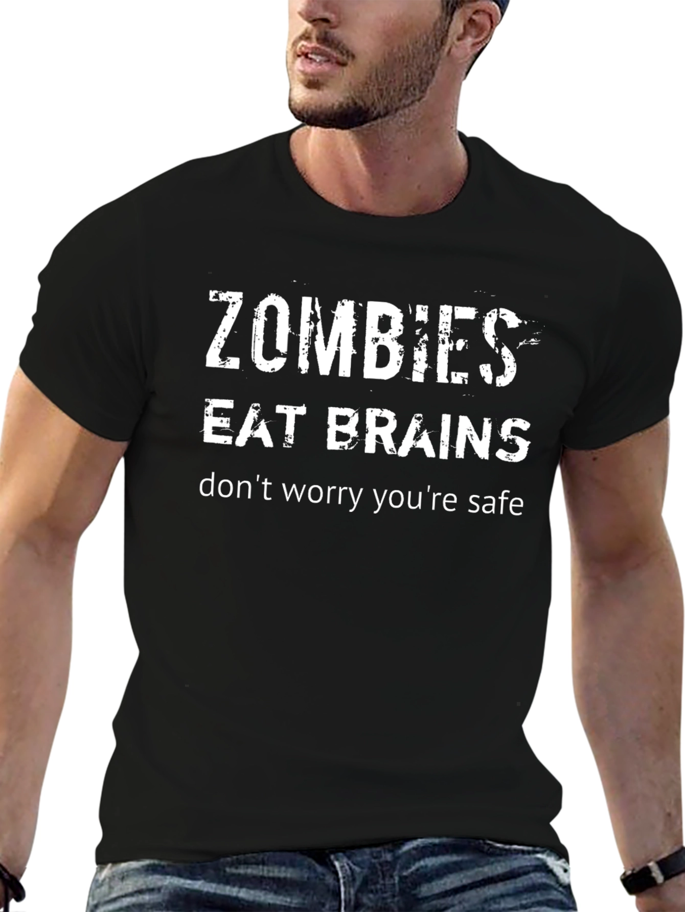 Zombies Eat Brains Funny Graphic Novelty T-Shirt