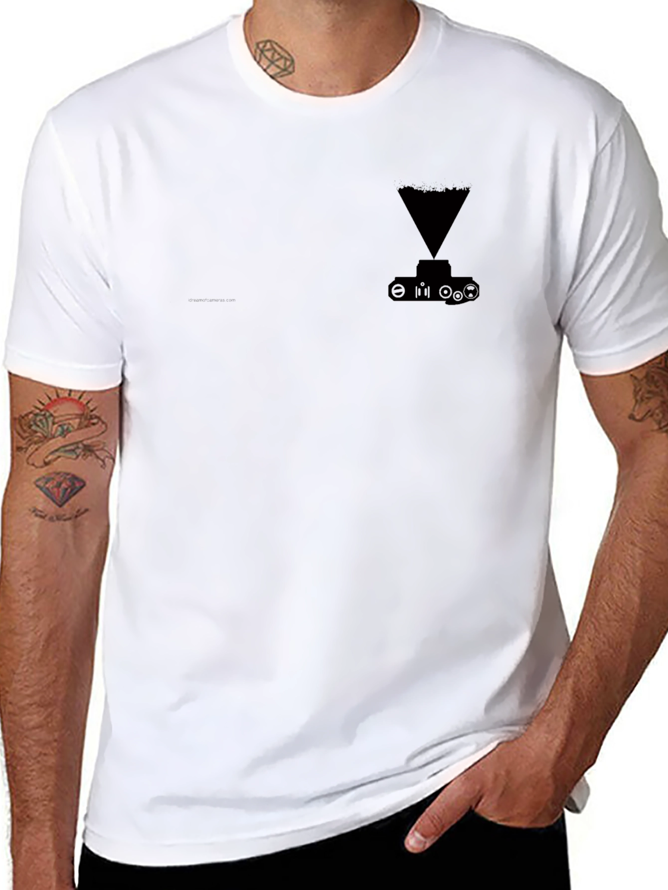 Mens Black Graphic Tee - Tank Hologram Design