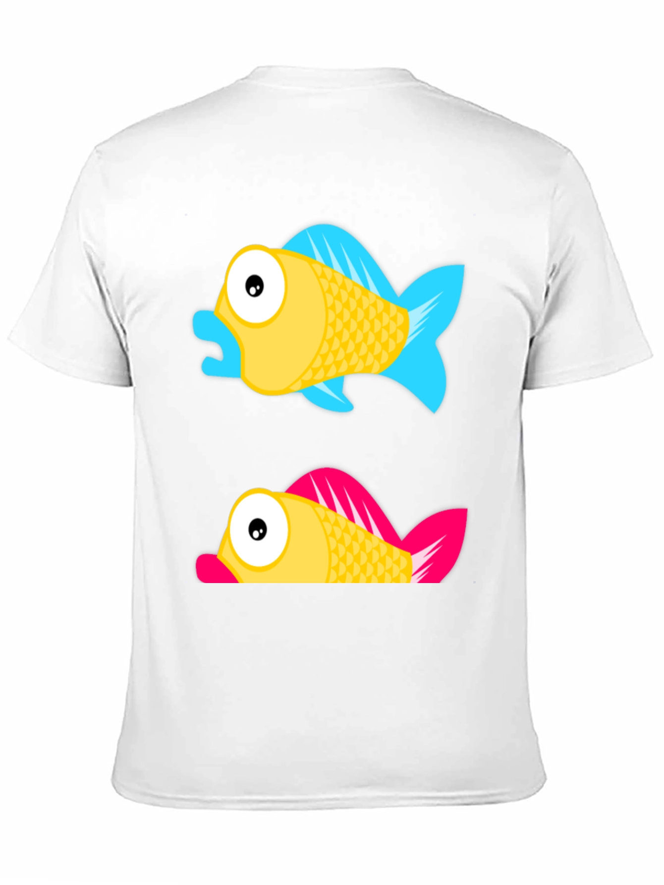 Cartoon Fish Graphic Tee - Black Cotton Shirt
