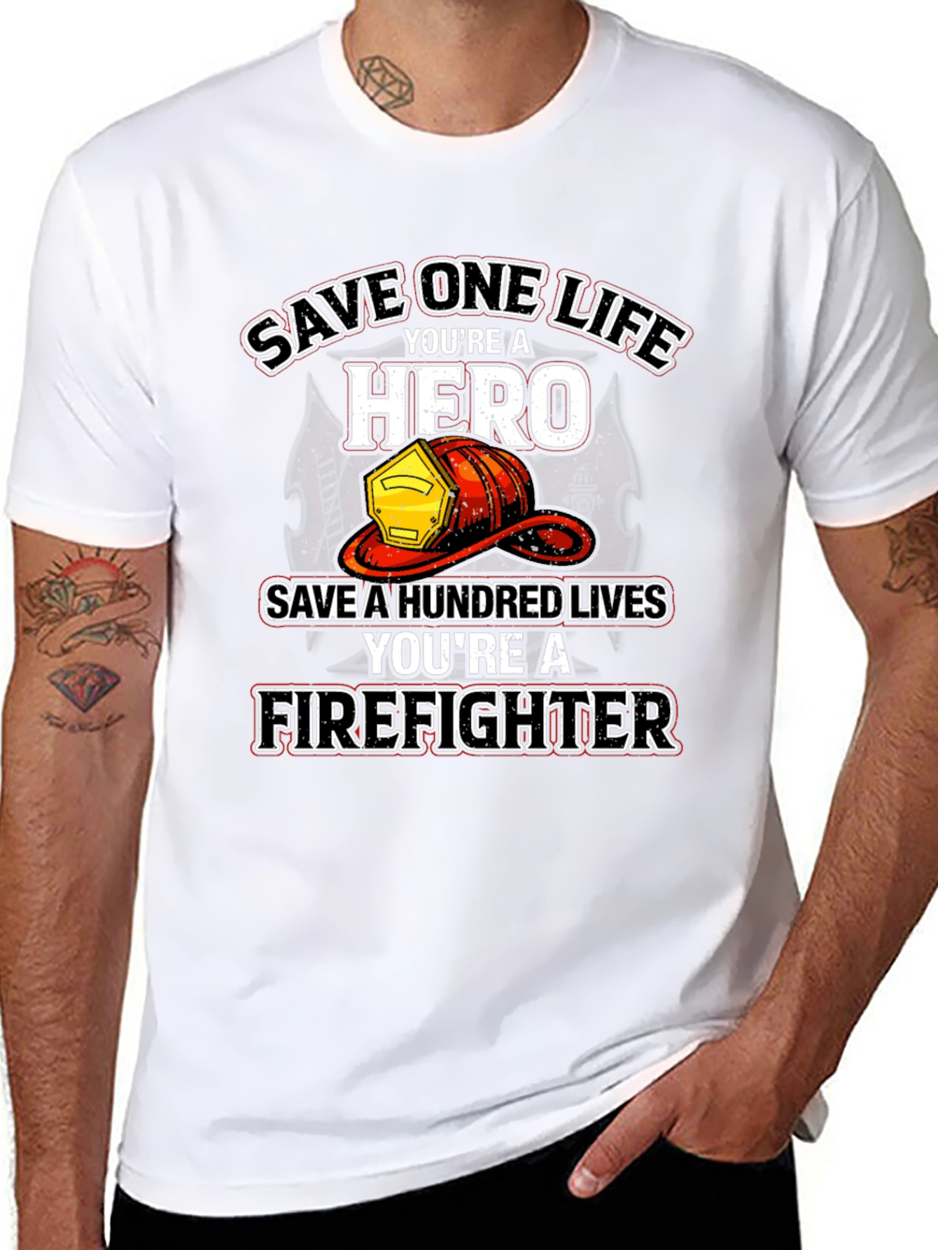 Firefighter Hero T-Shirt - Save Lives Design