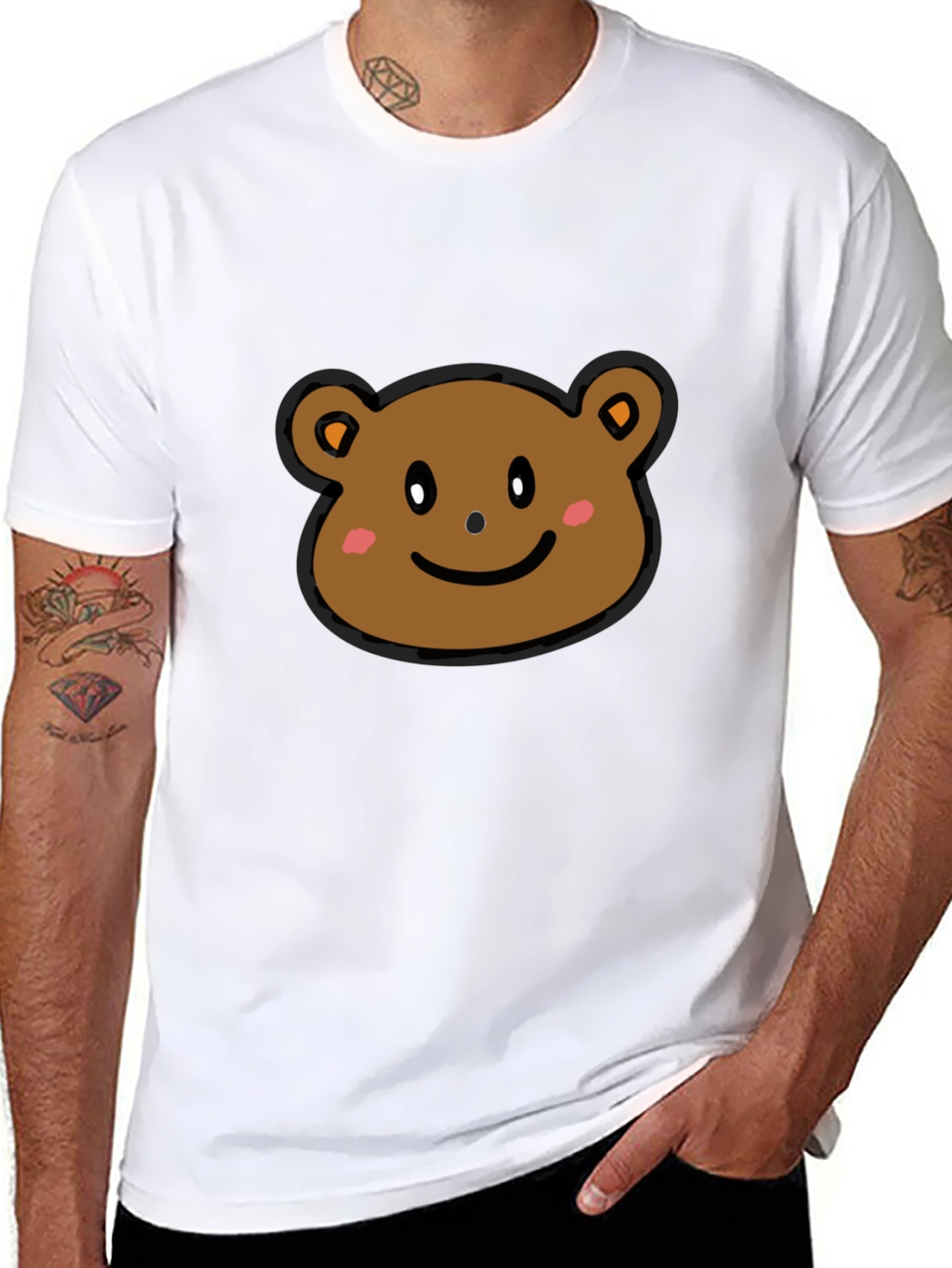 Cute Bear Graphic T-Shirt - Black Cotton Tee