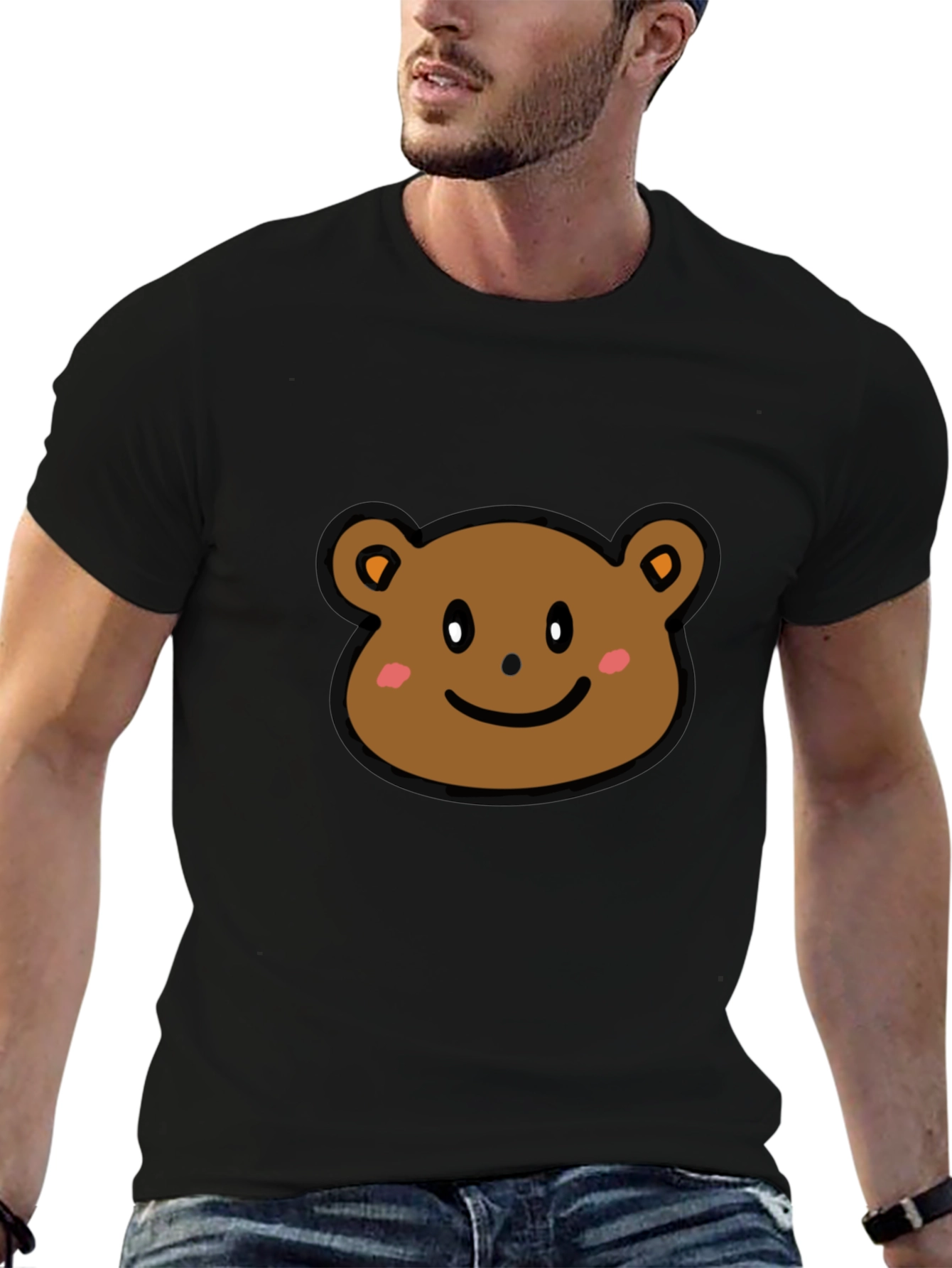 Cute Bear Graphic T-Shirt - Black Cotton Tee