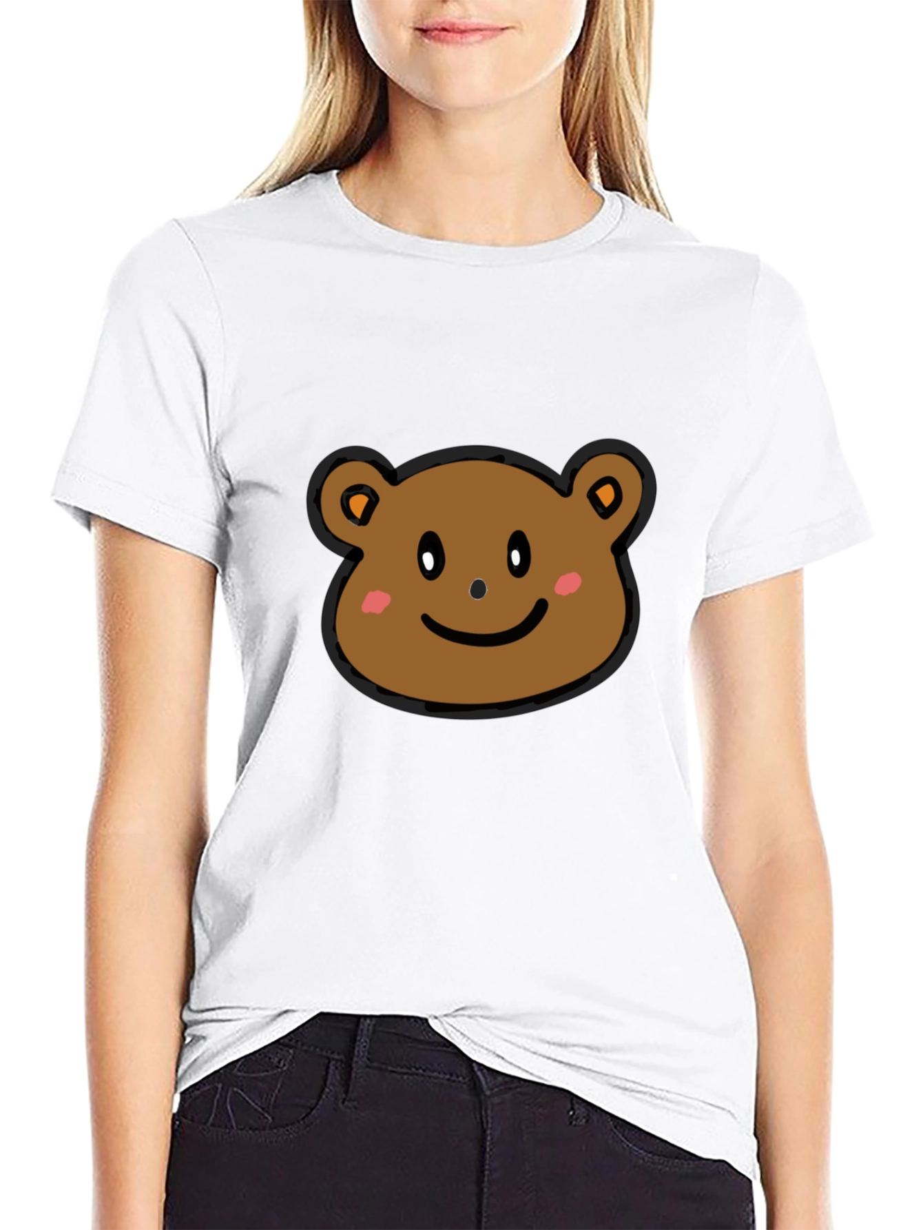 Cute Bear Graphic T-Shirt - Black Cotton Tee