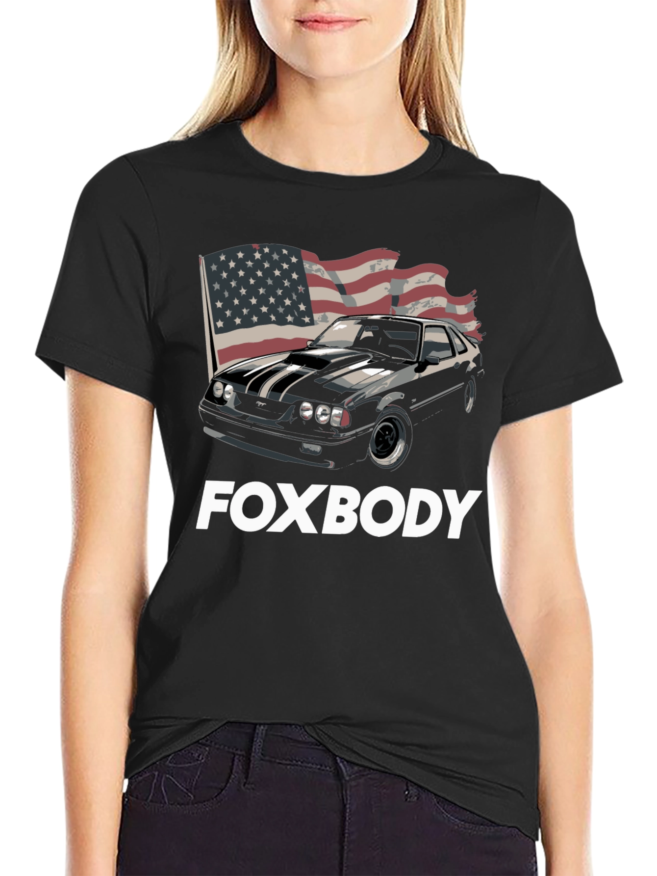 Foxbody Mustang American Flag Graphic T-Shirt