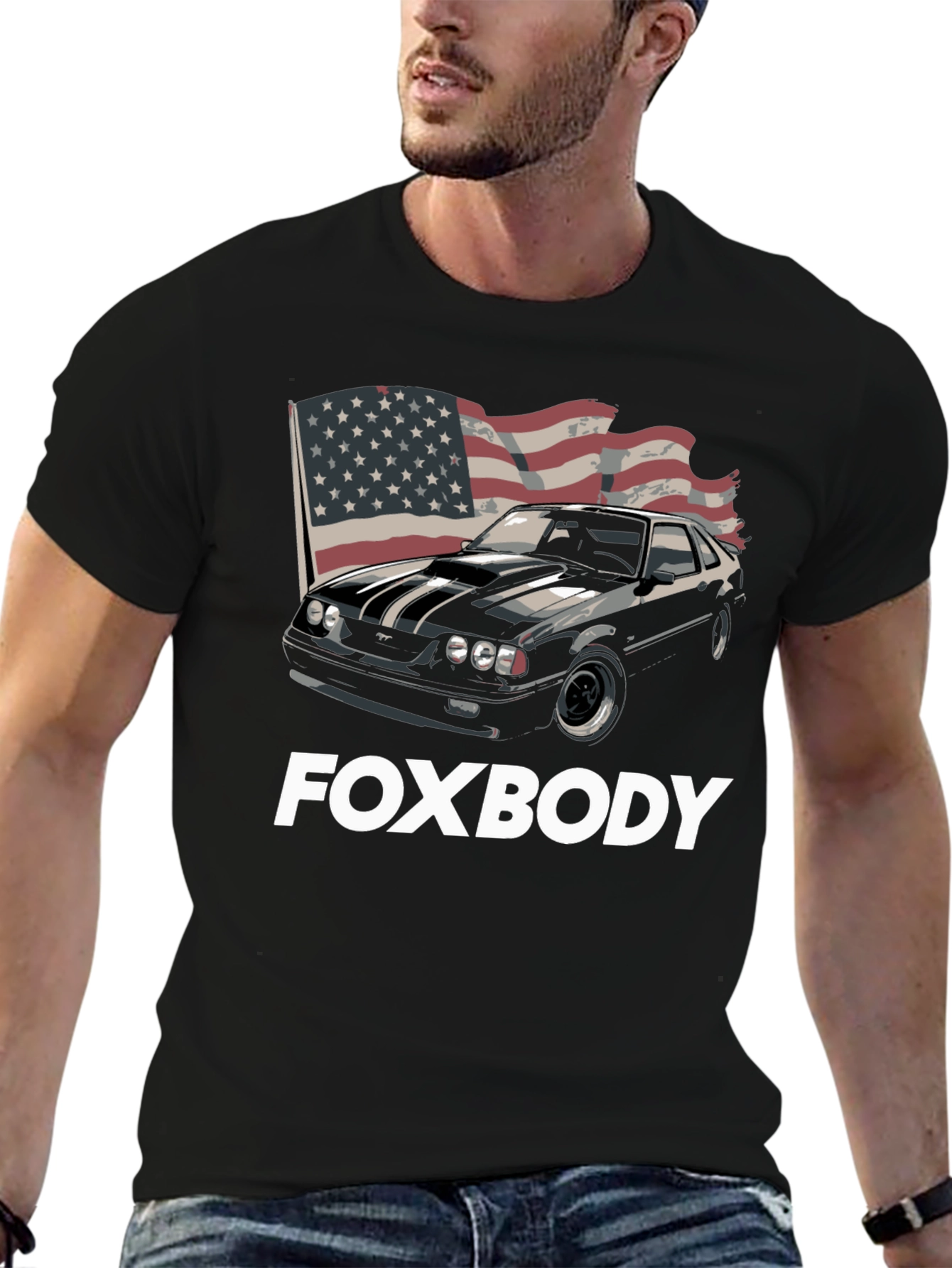 Foxbody Mustang American Flag Graphic T-Shirt