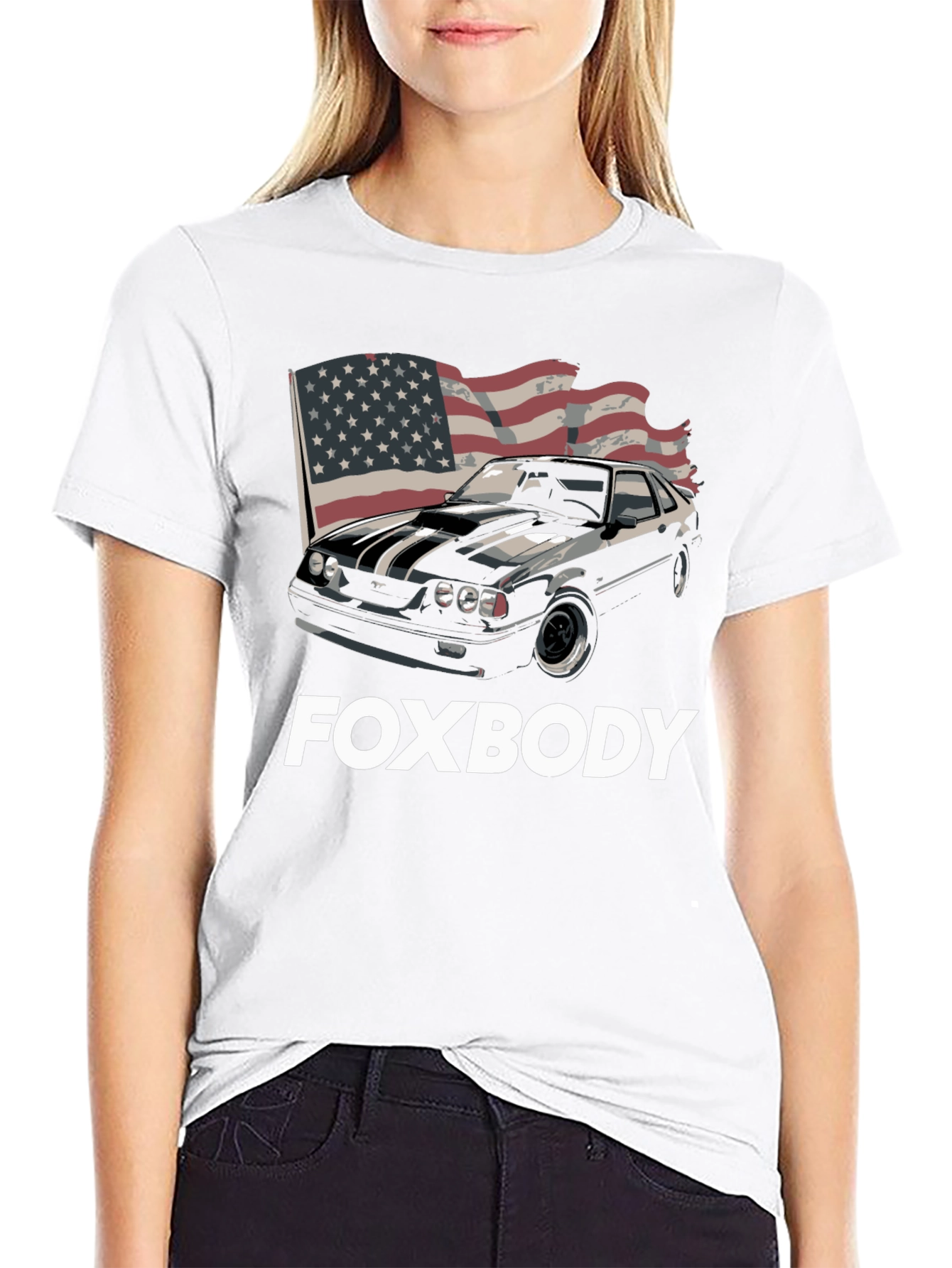 Foxbody Mustang American Flag Graphic T-Shirt