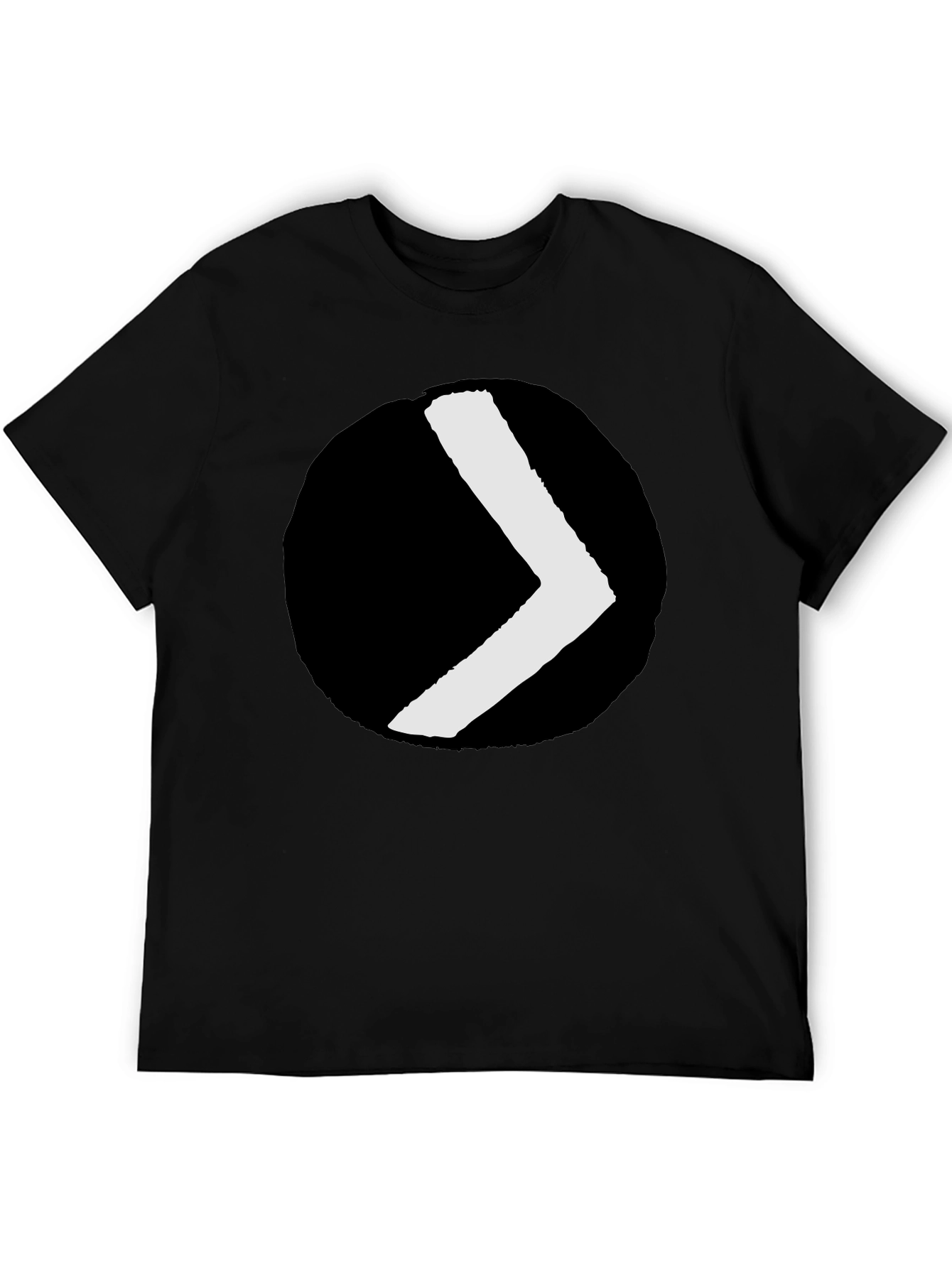 Black Tee with Minimalist Chevron Circle Graphic