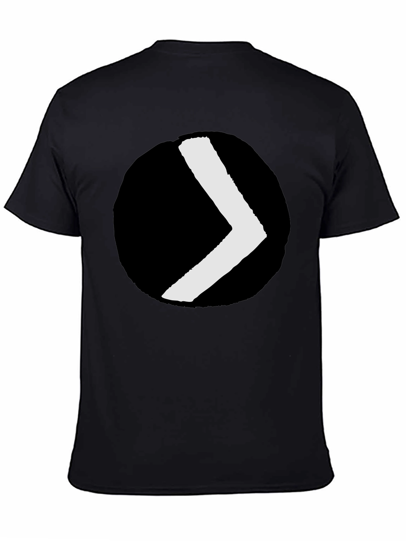Black Tee with Minimalist Chevron Circle Graphic