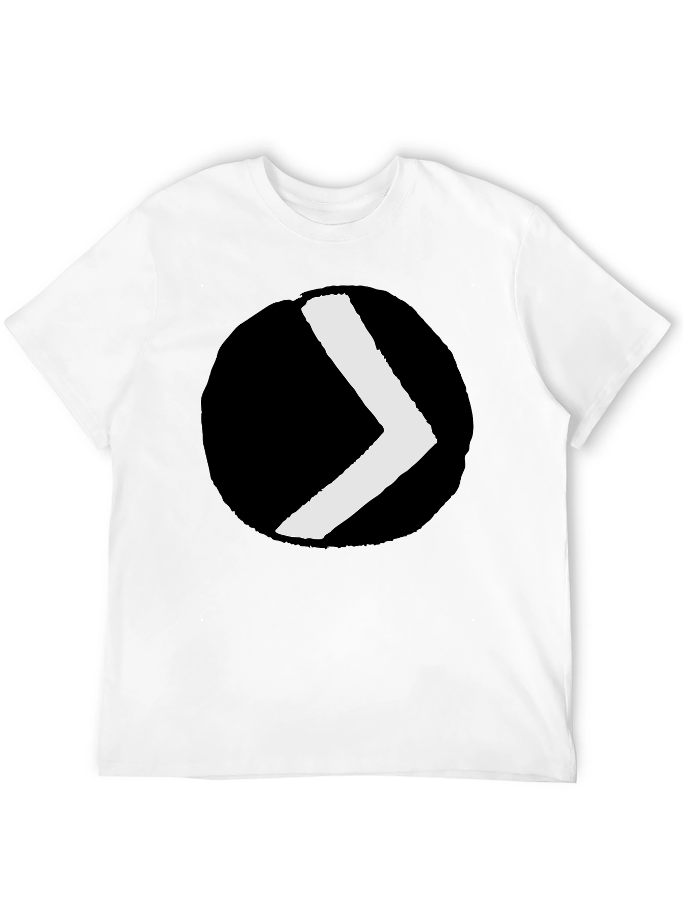 Black Tee with Minimalist Chevron Circle Graphic