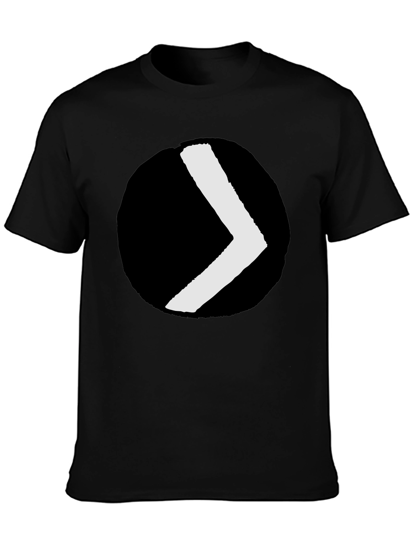 Black Tee with Minimalist Chevron Circle Graphic