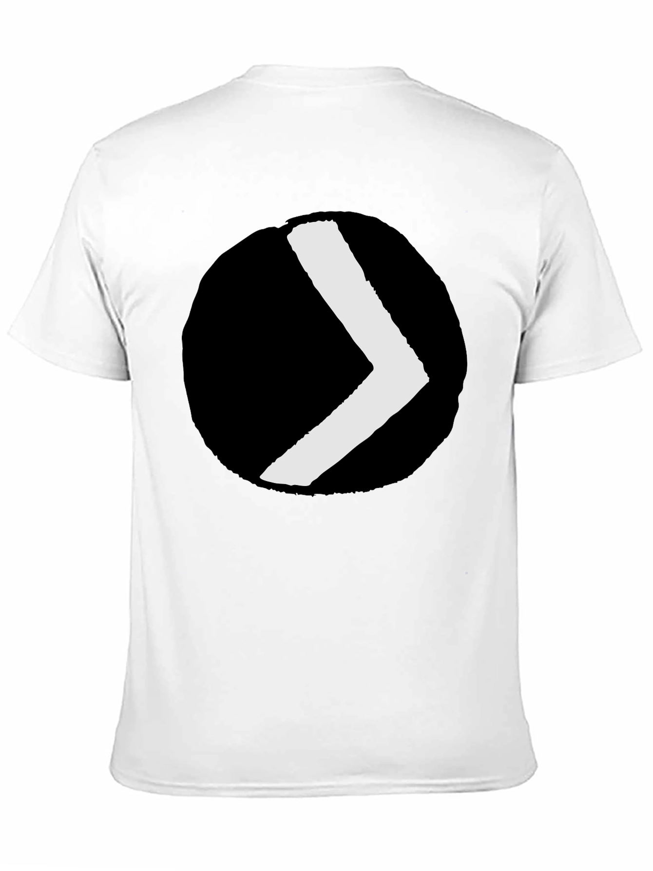 Black Tee with Minimalist Chevron Circle Graphic