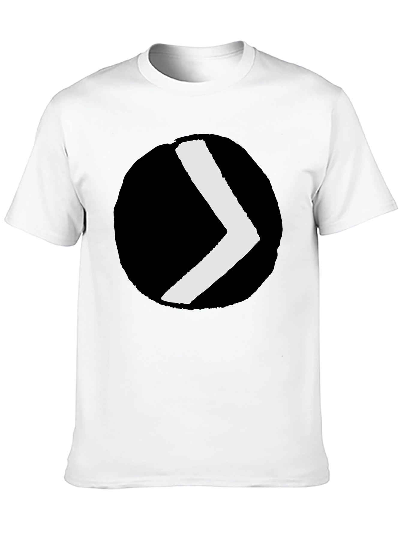 Black Tee with Minimalist Chevron Circle Graphic
