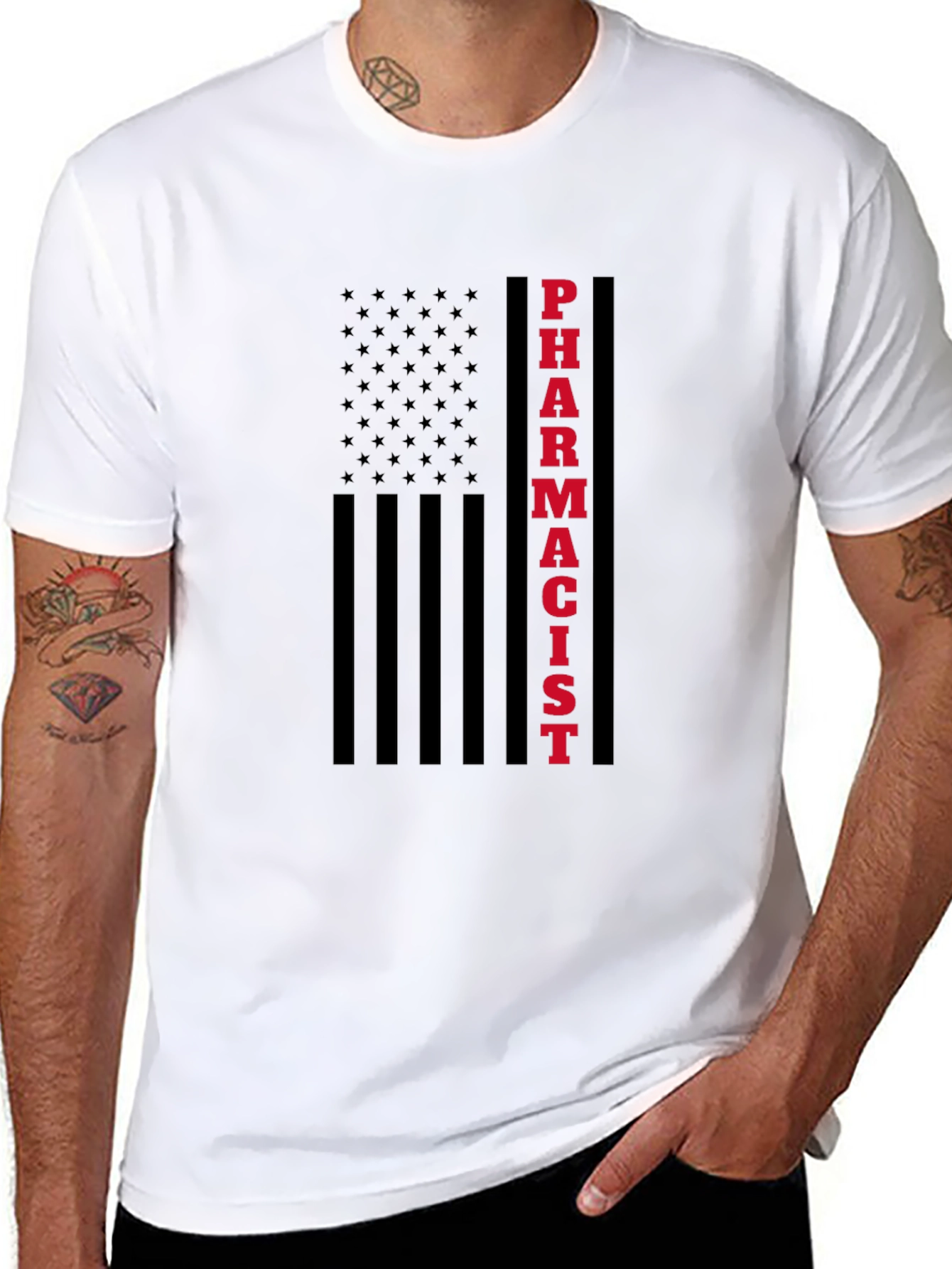Pharmacist American Flag Graphic T-Shirt