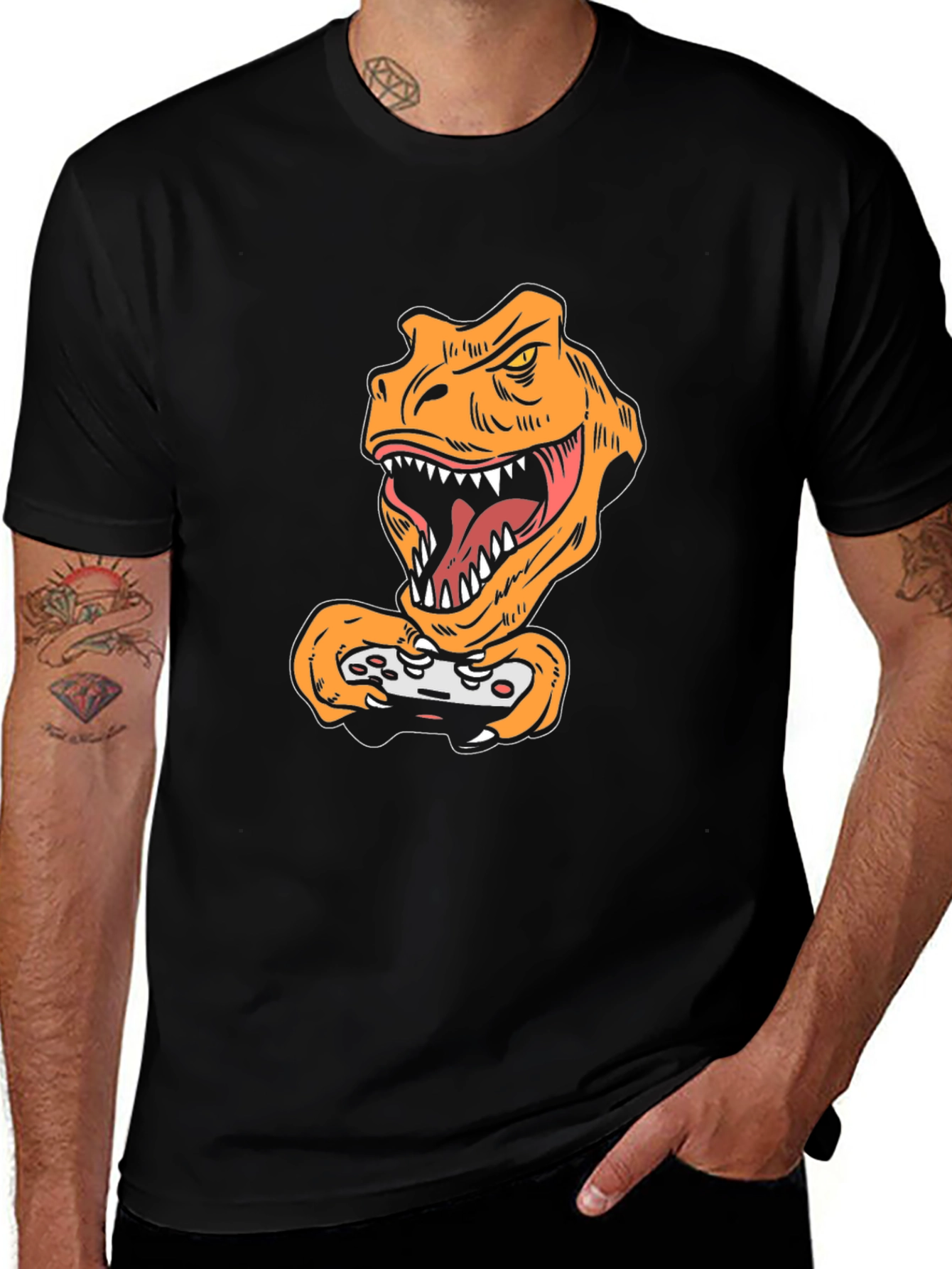 Gamer Dino Black T-Shirt