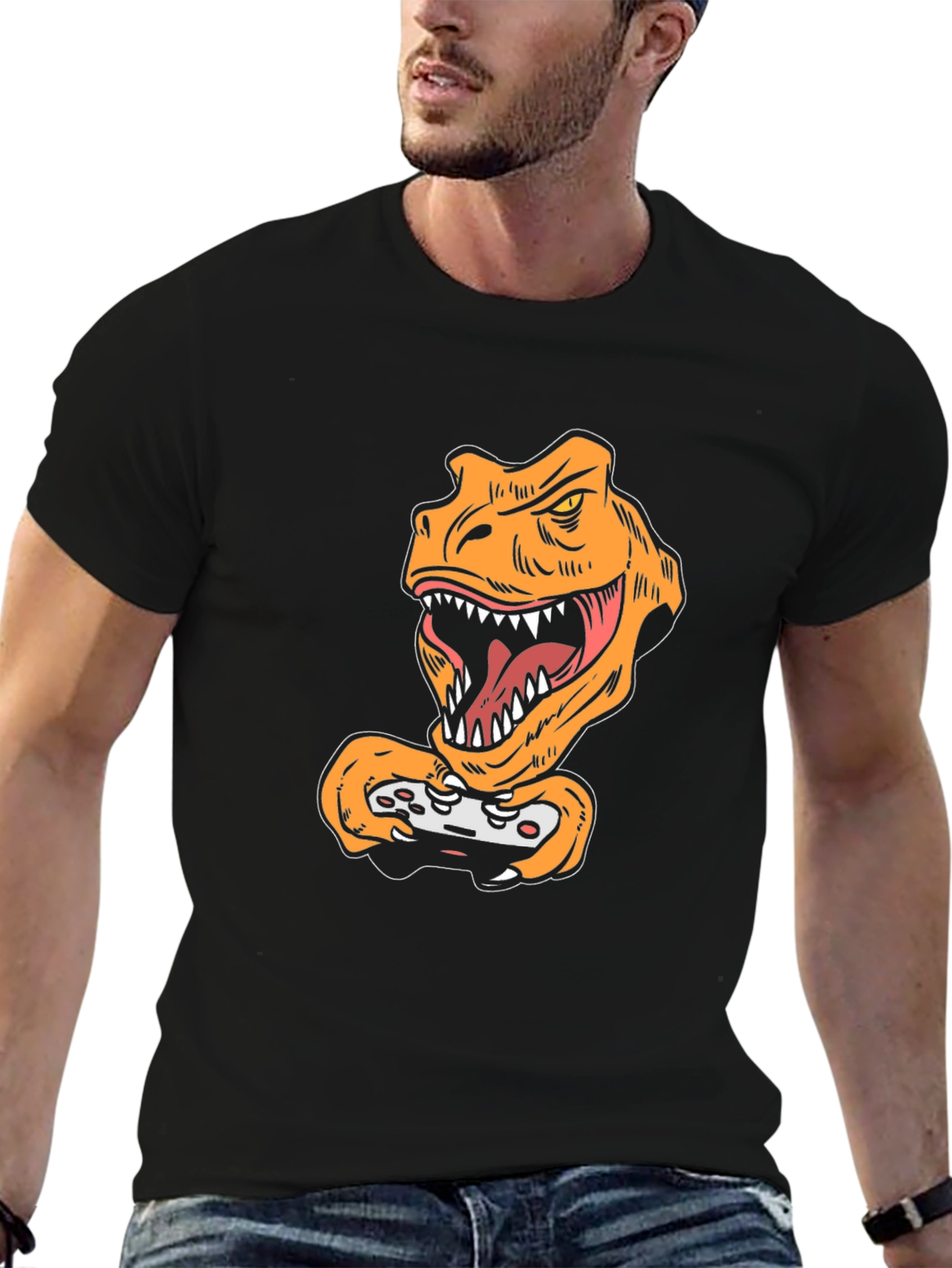 Gamer Dino Black T-Shirt