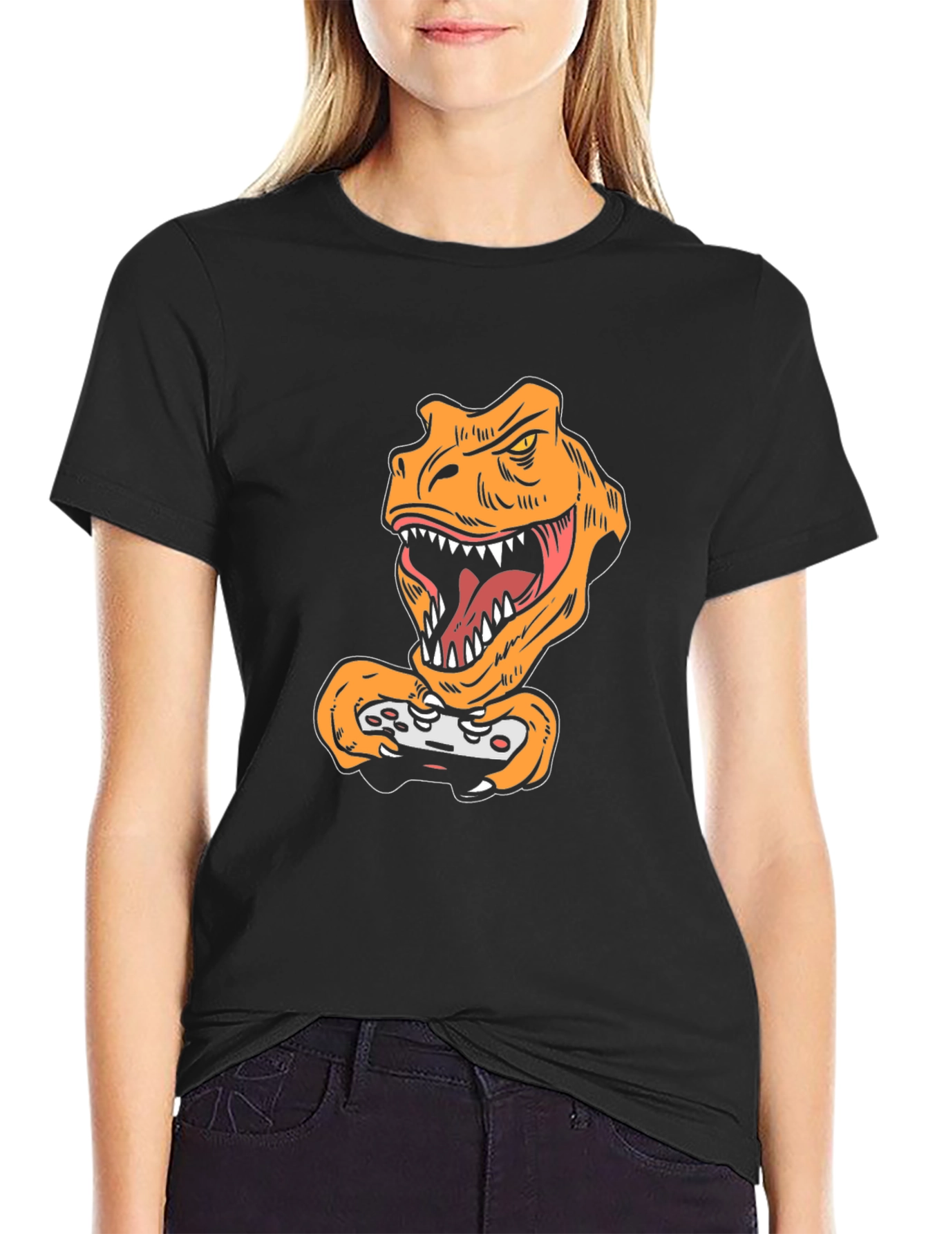 Gamer Dino Black T-Shirt