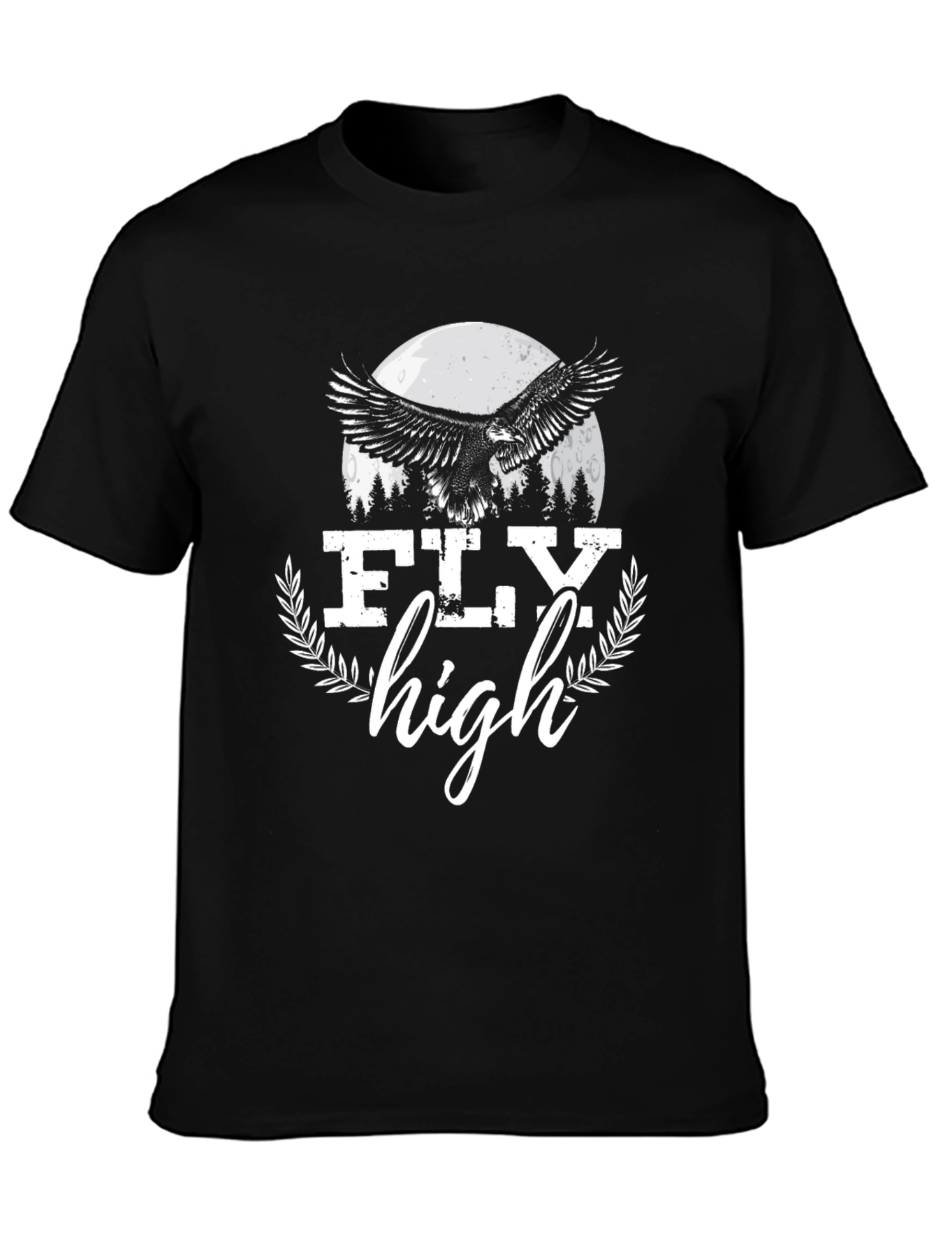 Fly High Eagle Graphic Tee - Black Cotton Blend