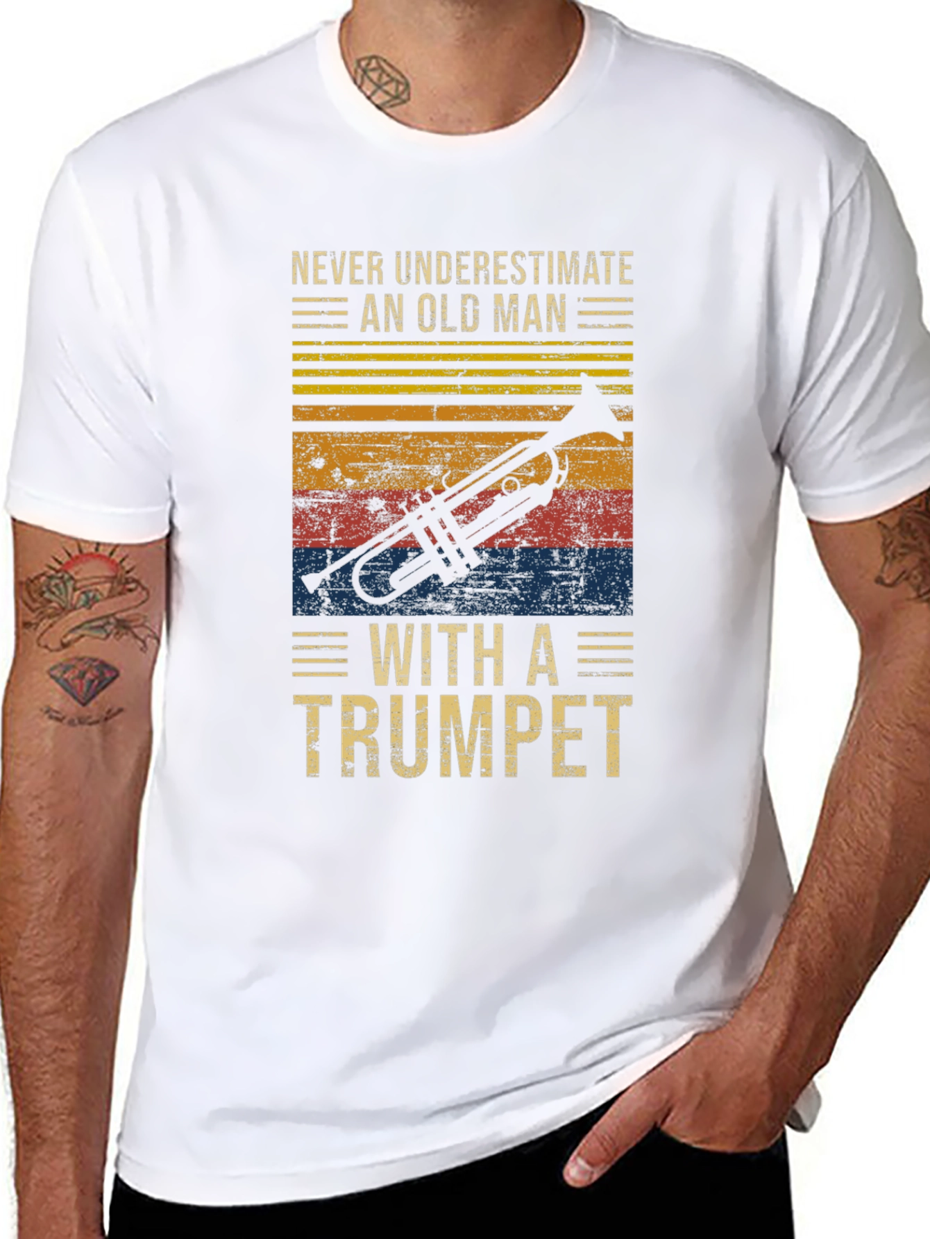 Never Underestimate an Old Man with a Trumpet T-Shirt