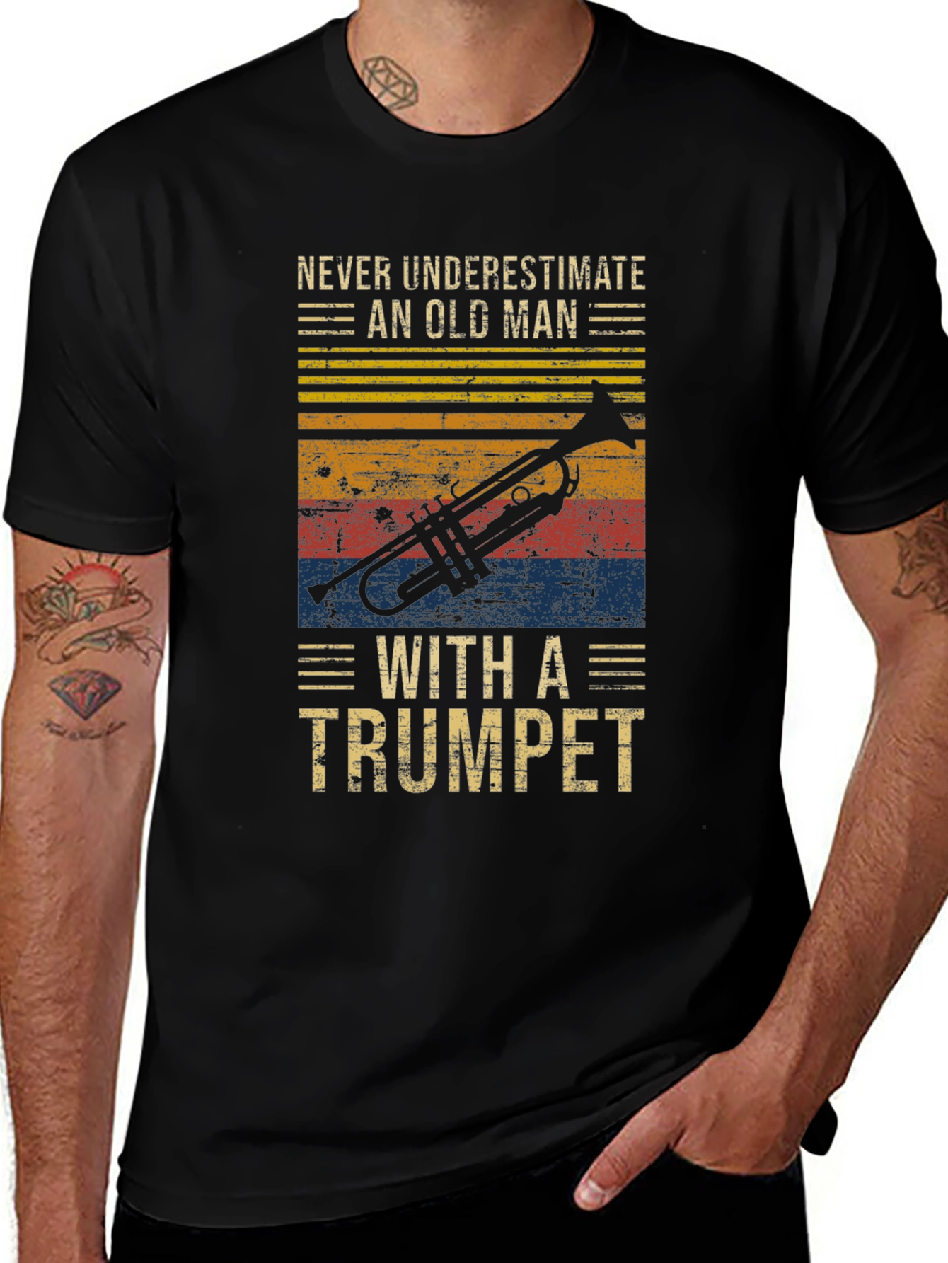 Never Underestimate an Old Man with a Trumpet T-Shirt
